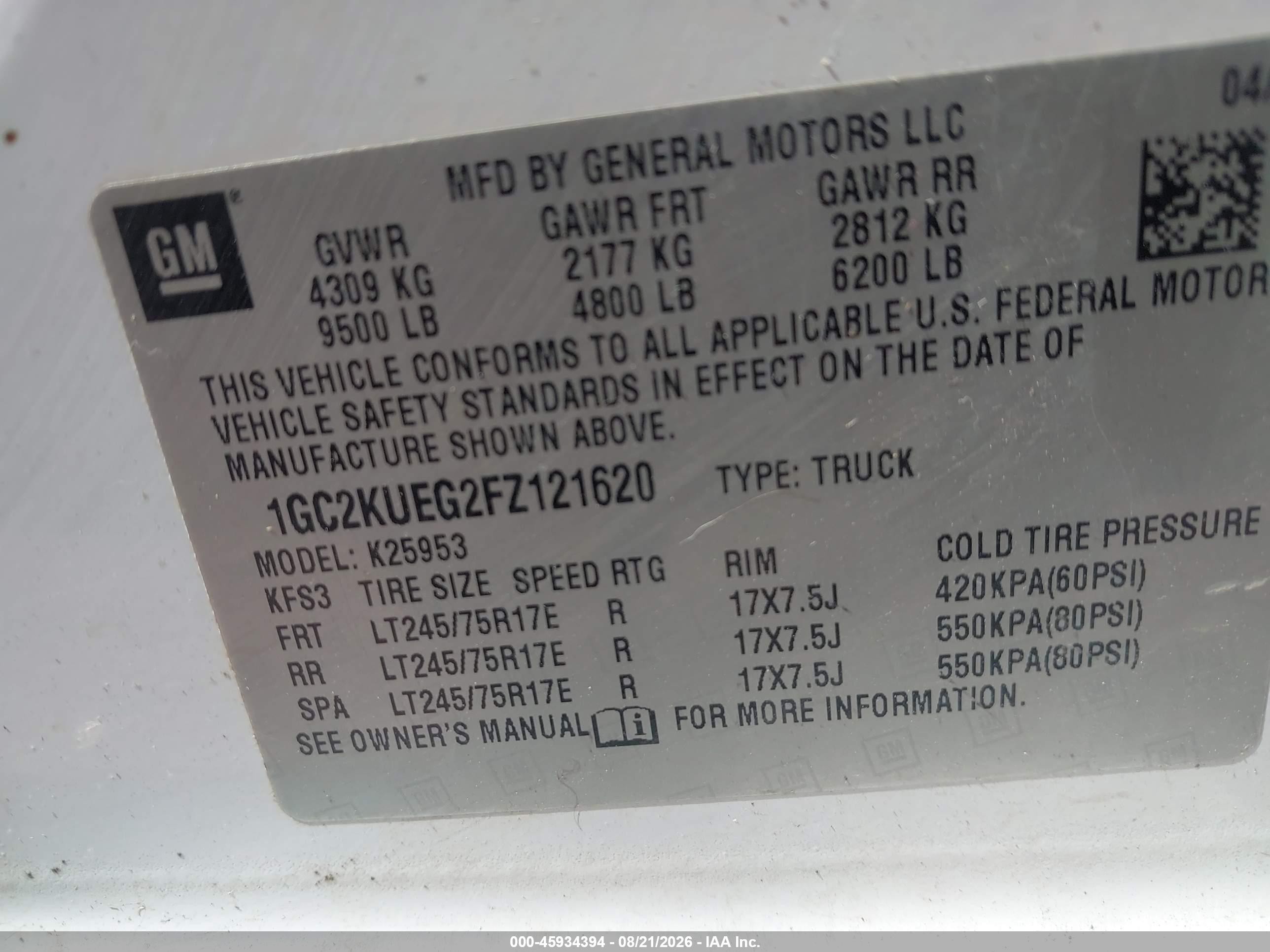 2015 Chevrolet Silverado 2500hd Work Truck White vin: 1GC2KUEG2FZ121620