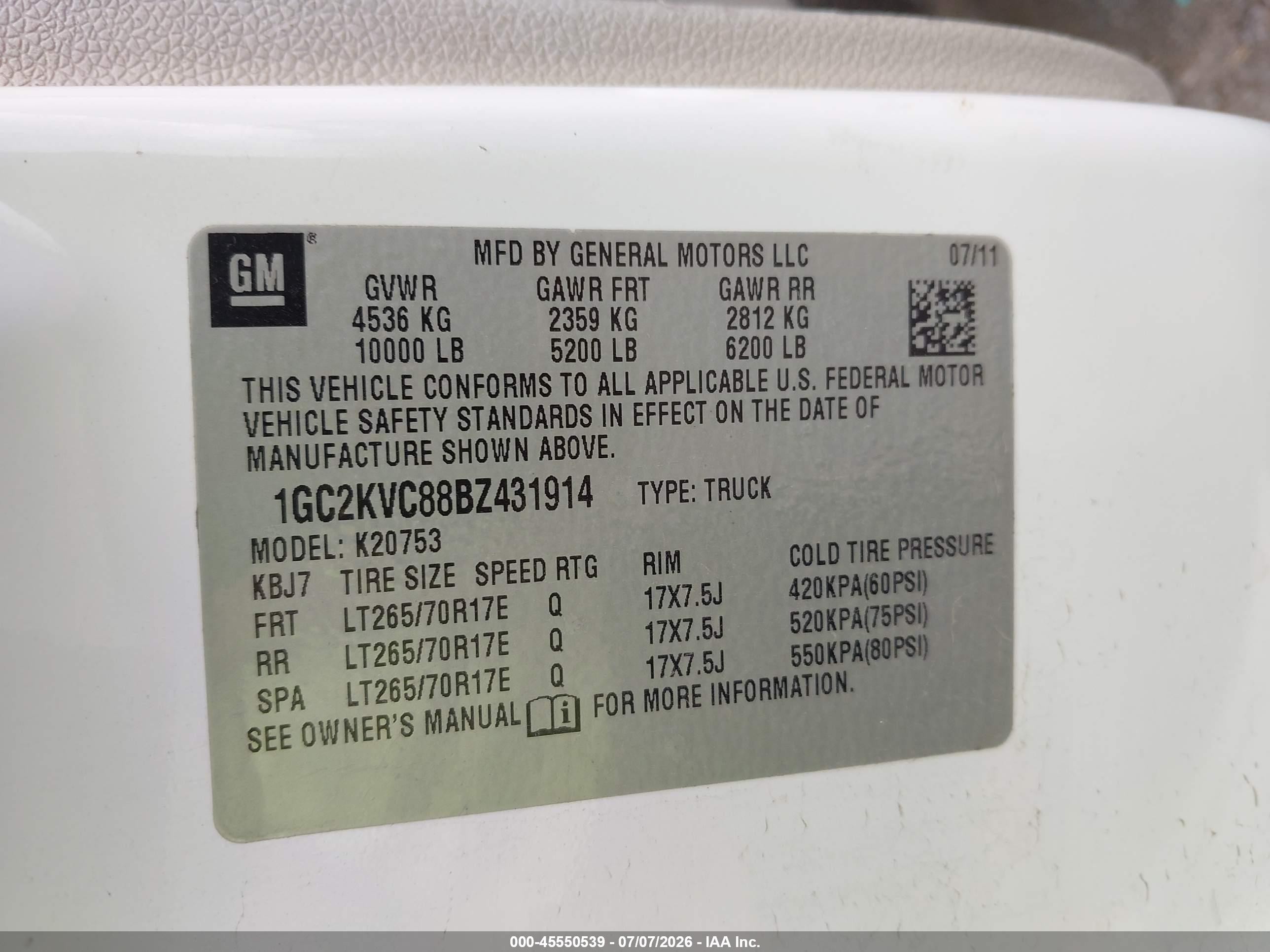 2011 Chevrolet Silverado 2500hd Work Truck White vin: 1GC2KVC88BZ431914