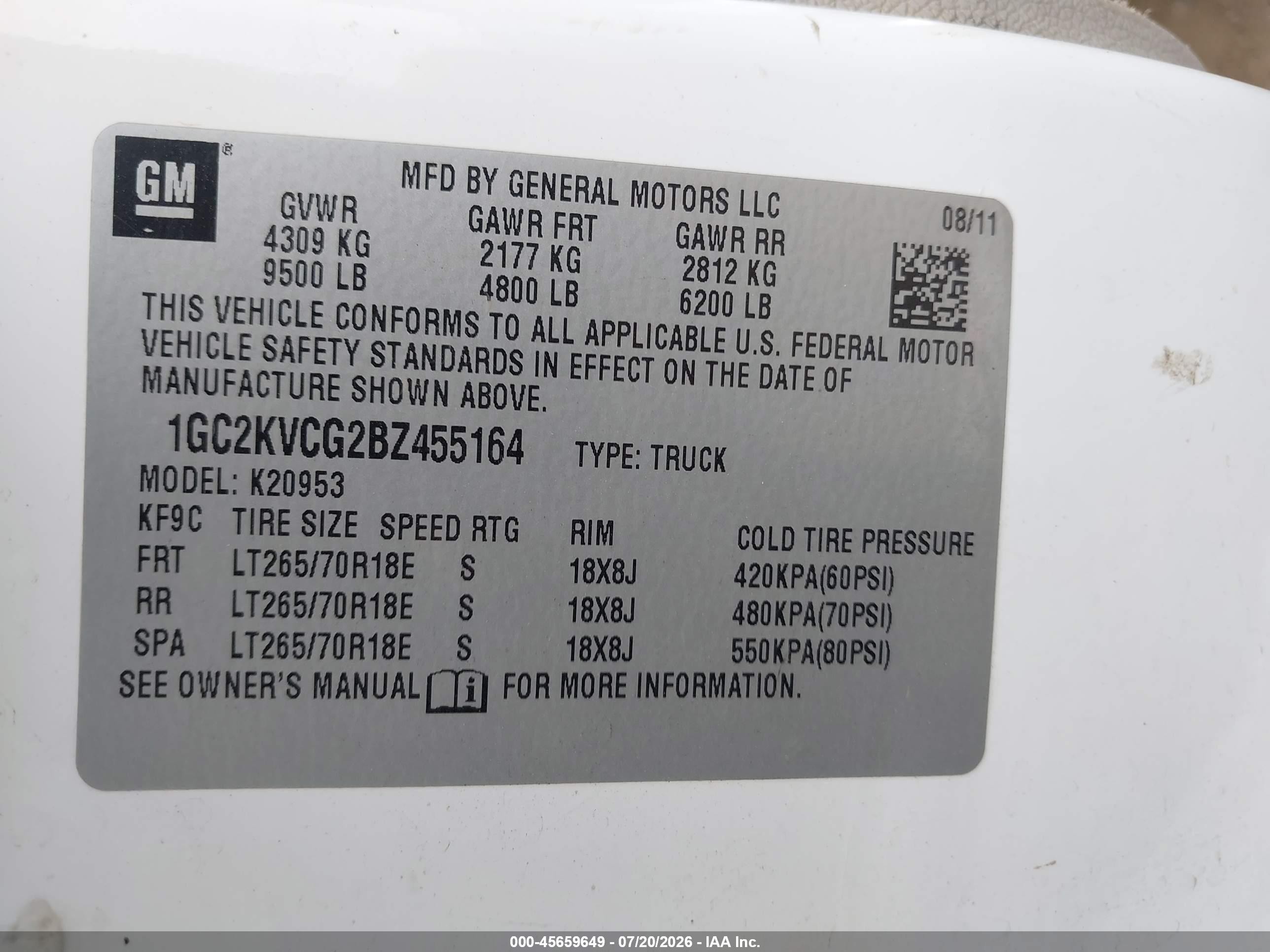 2011 Chevrolet Silverado 2500hd Work Truck White vin: 1GC2KVCG2BZ455164