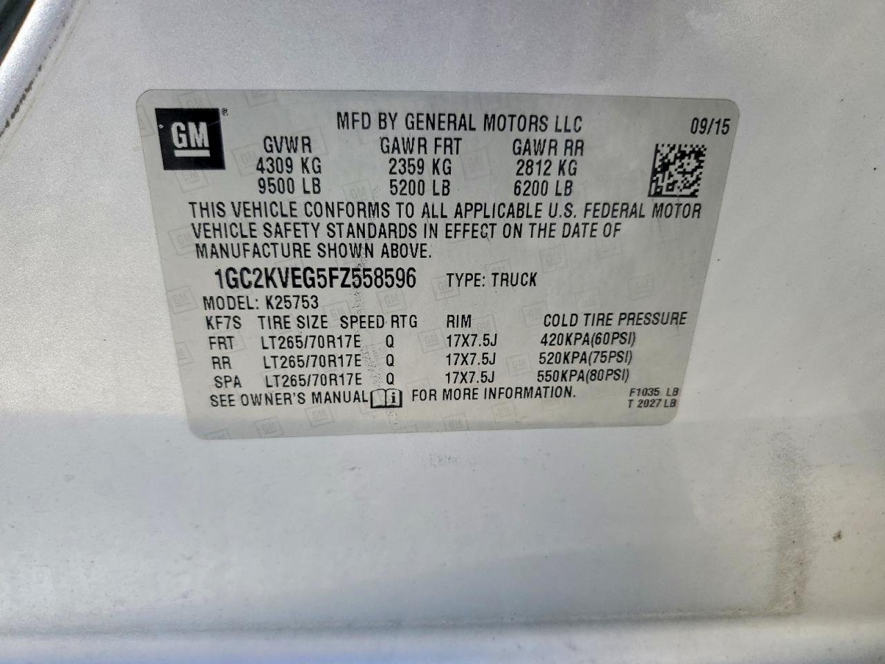 2015 Chevrolet Silverado K2500 Heavy Duty Lt Silver vin: 1GC2KVEG5FZ558596