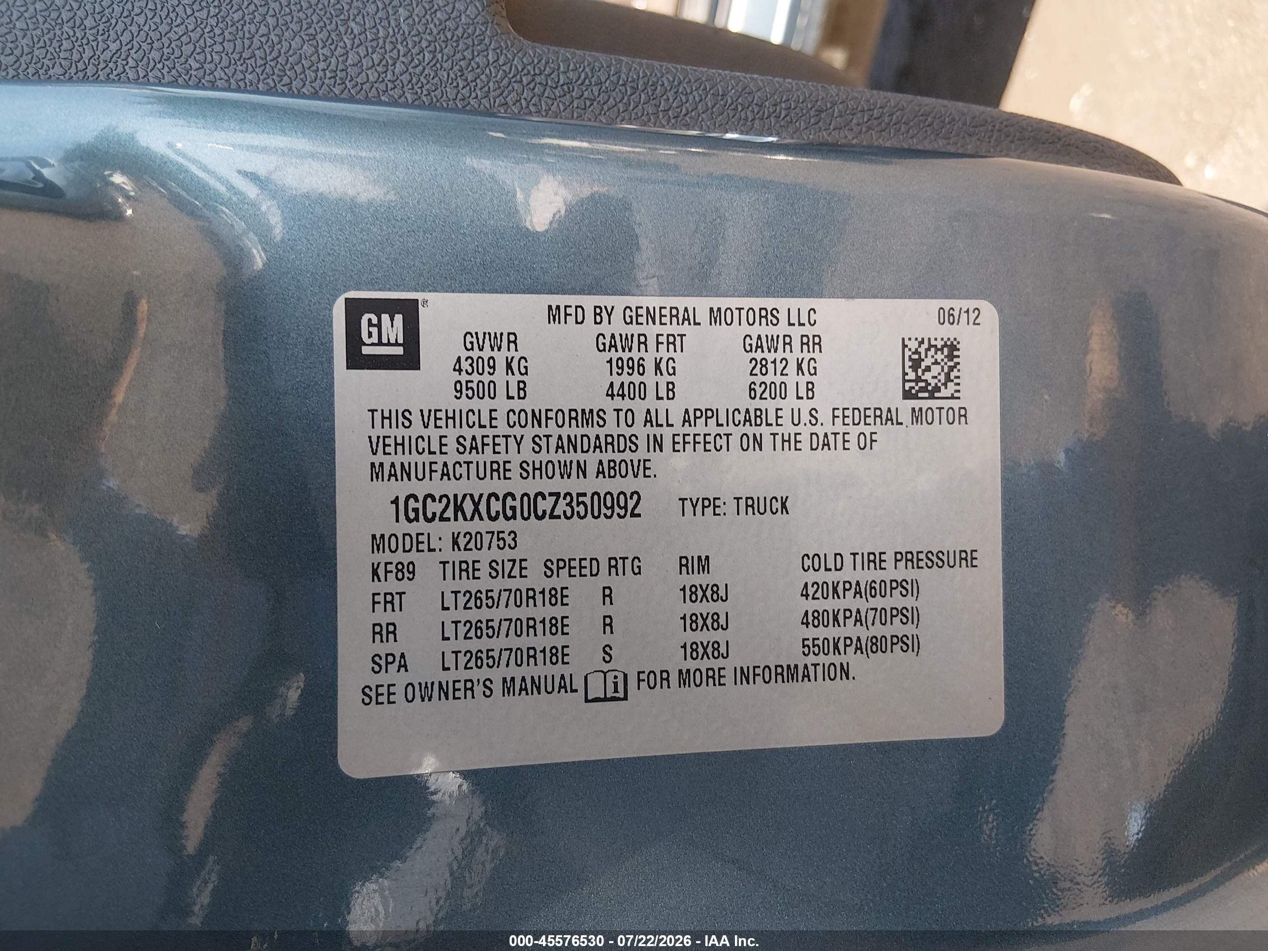 2012 Chevrolet Silverado 2500hd Lt Light Blue vin: 1GC2KXCG0CZ350992