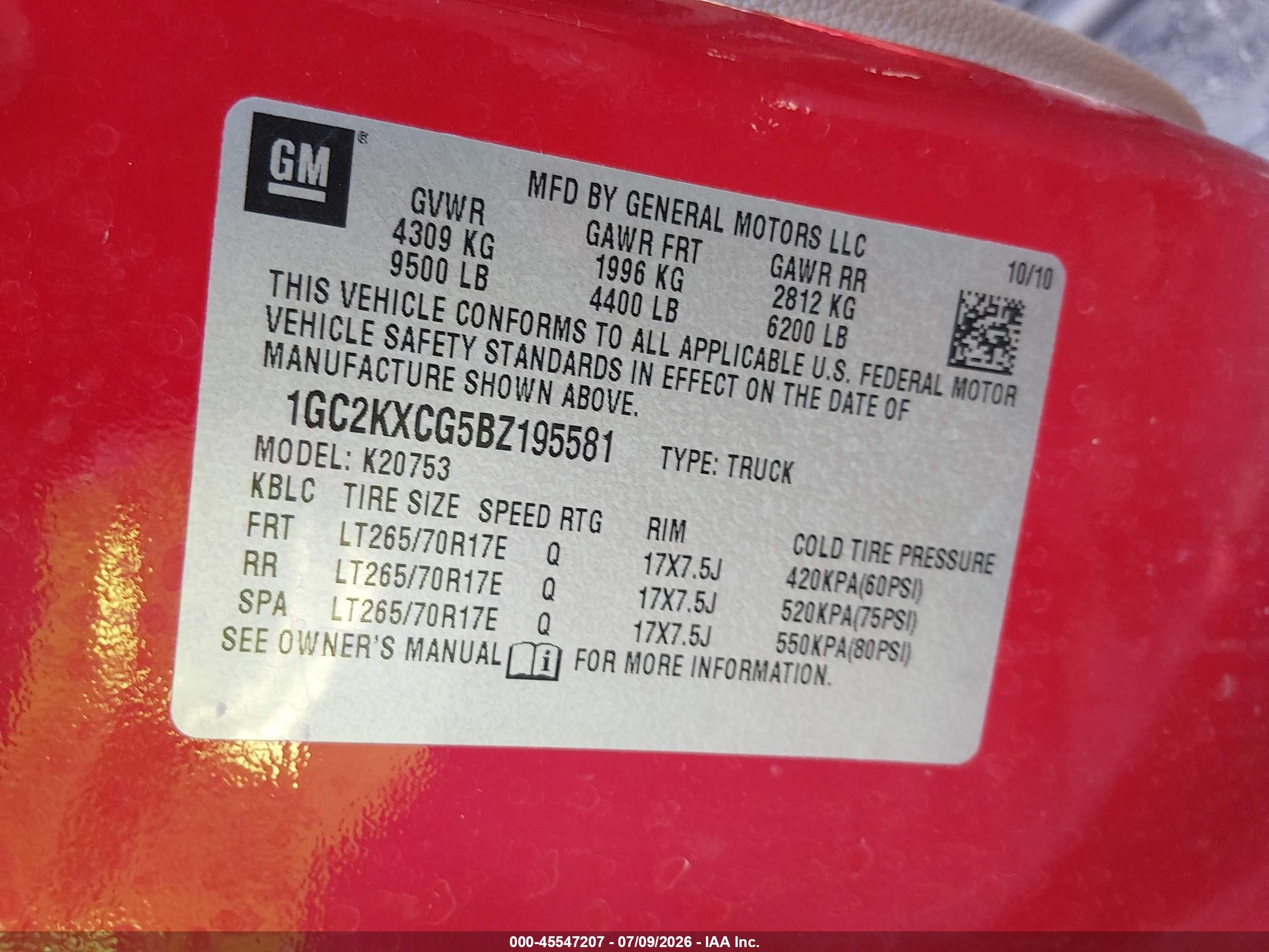 2011 Chevrolet Silverado 2500hd Lt Red vin: 1GC2KXCG5BZ195581