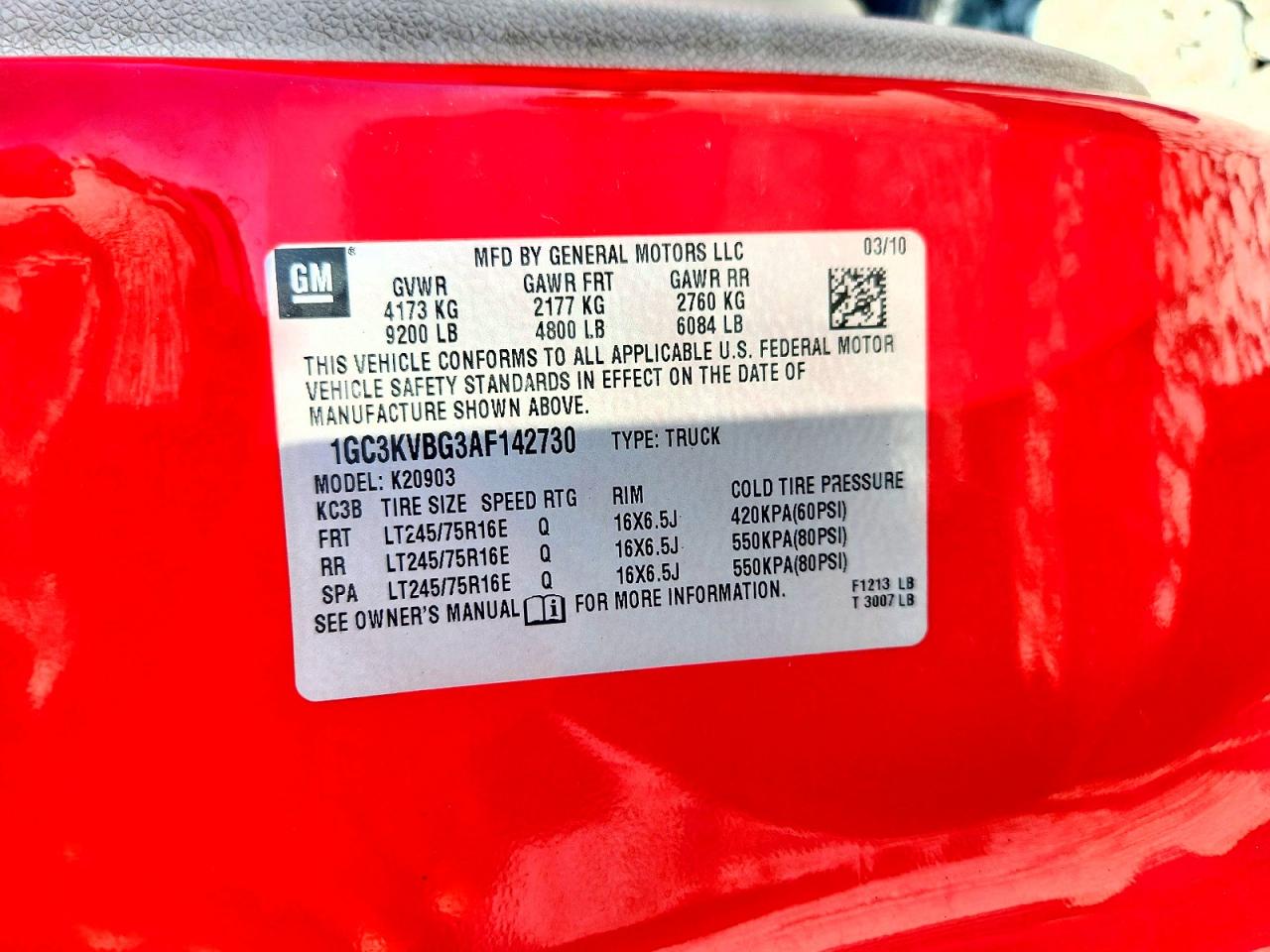 2010 Chevrolet Silverado K2500 Heavy Duty Red vin: 1GC3KVBG3AF142730