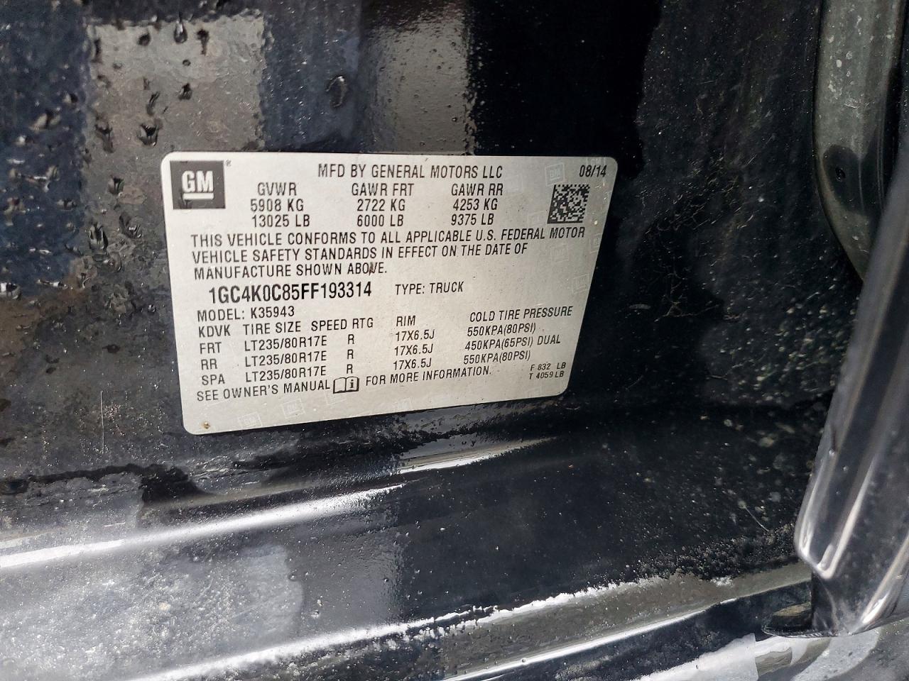 2015 Chevrolet Silverado K3500 Ltz Black vin: 1GC4K0C85FF193314