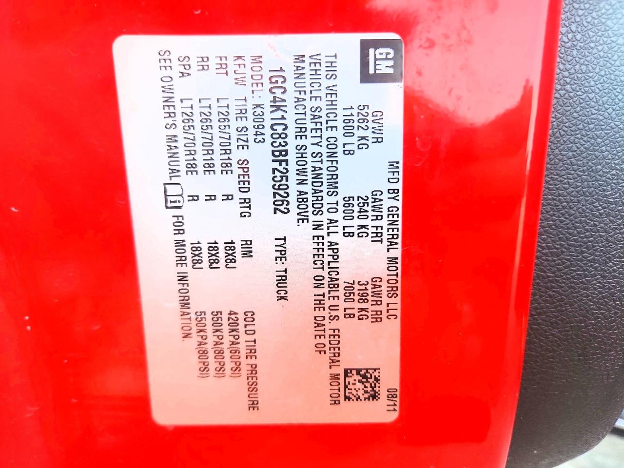 2011 Chevrolet Silverado K3500 Ltz Red vin: 1GC4K1C83BF259262