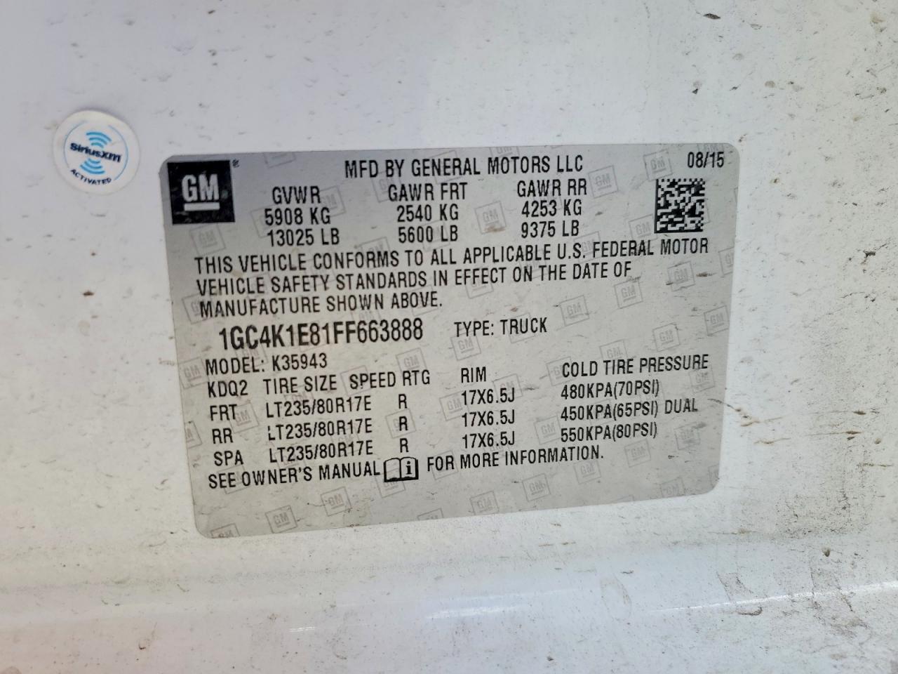 2015 Chevrolet Silverado K3500 High Country White vin: 1GC4K1E81FF663888