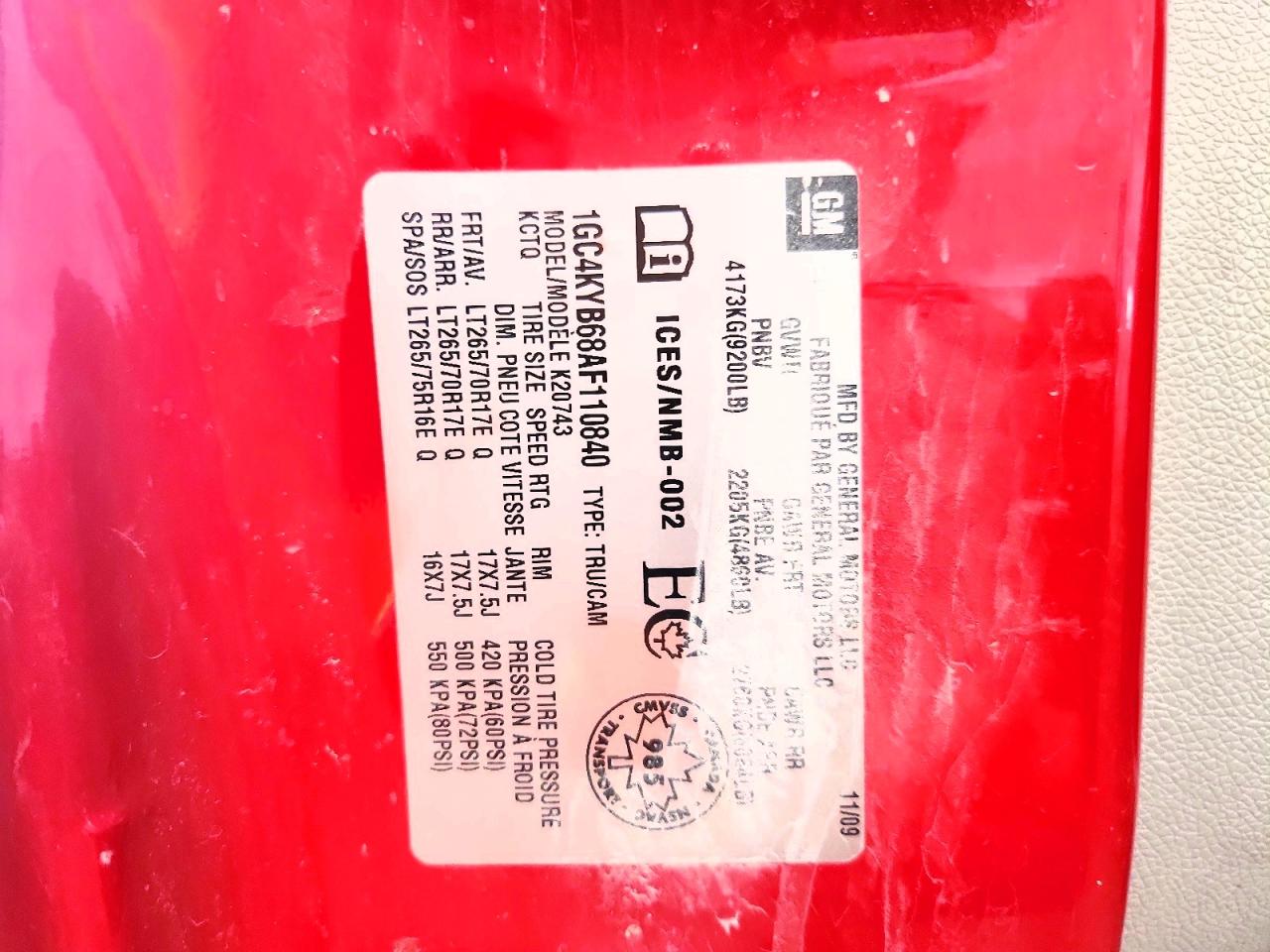 2010 Chevrolet Silverado K2500 Heavy Duty Ltz Red vin: 1GC4KYB68AF110840