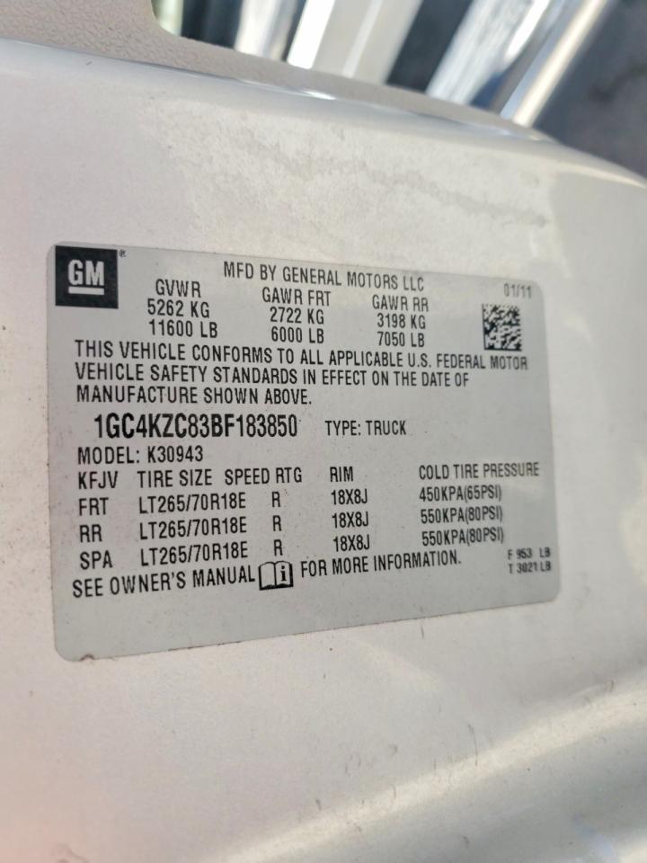 2011 Chevrolet Silverado K3500 Silver vin: 1GC4KZC83BF183850