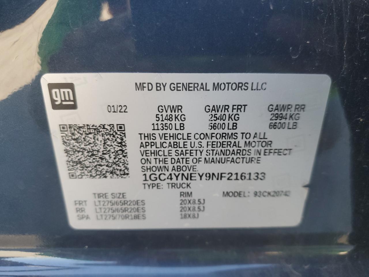2022 Chevrolet Silverado K2500 Heavy Duty Lt Blue vin: 1GC4YNEY9NF216133