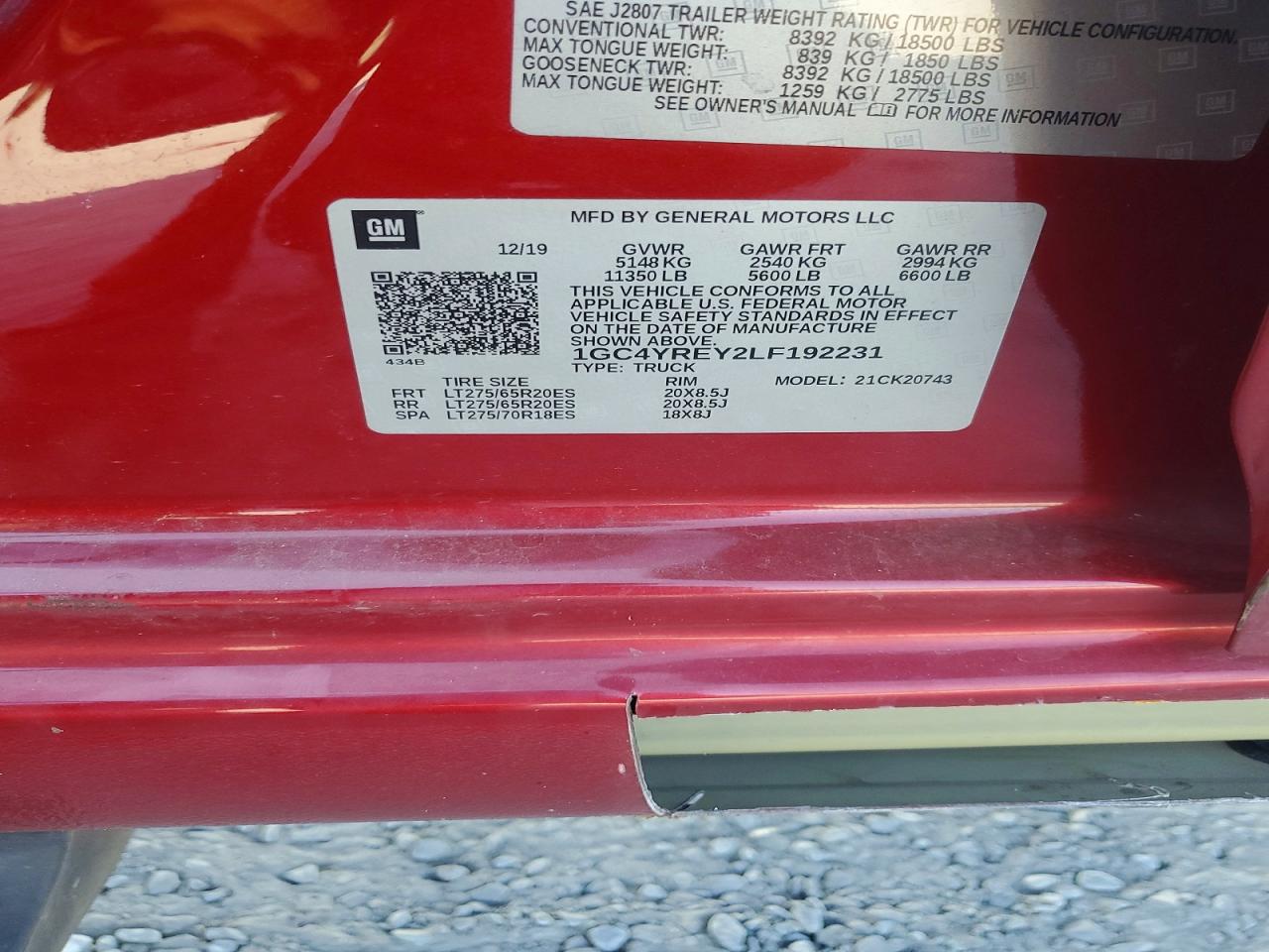 2020 Chevrolet Silverado K2500 High Country Red vin: 1GC4YREY2LF192231