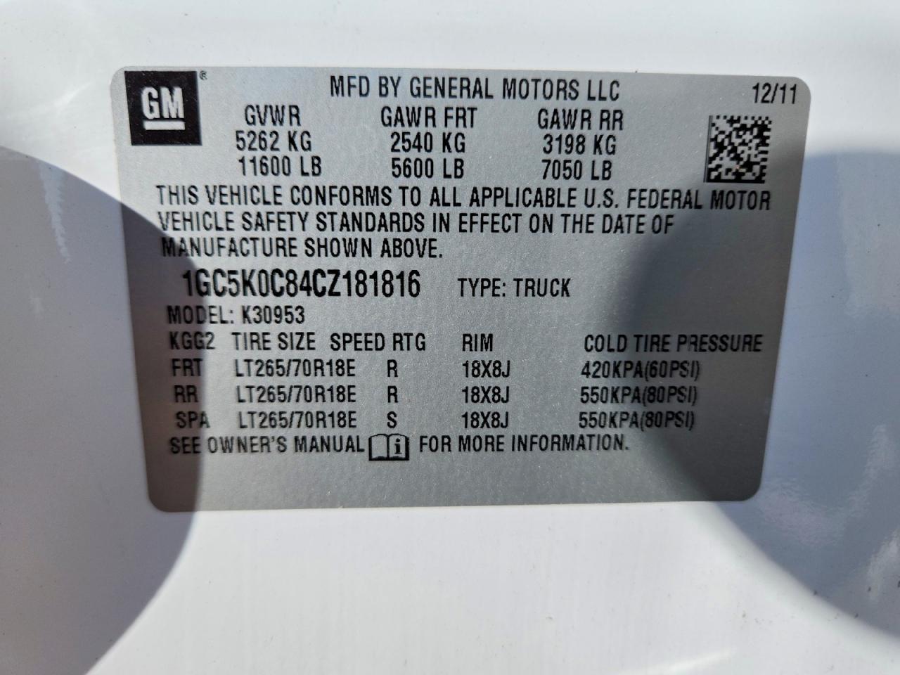 2012 Chevrolet Silverado K3500 Lt White vin: 1GC5K0C84CZ181816