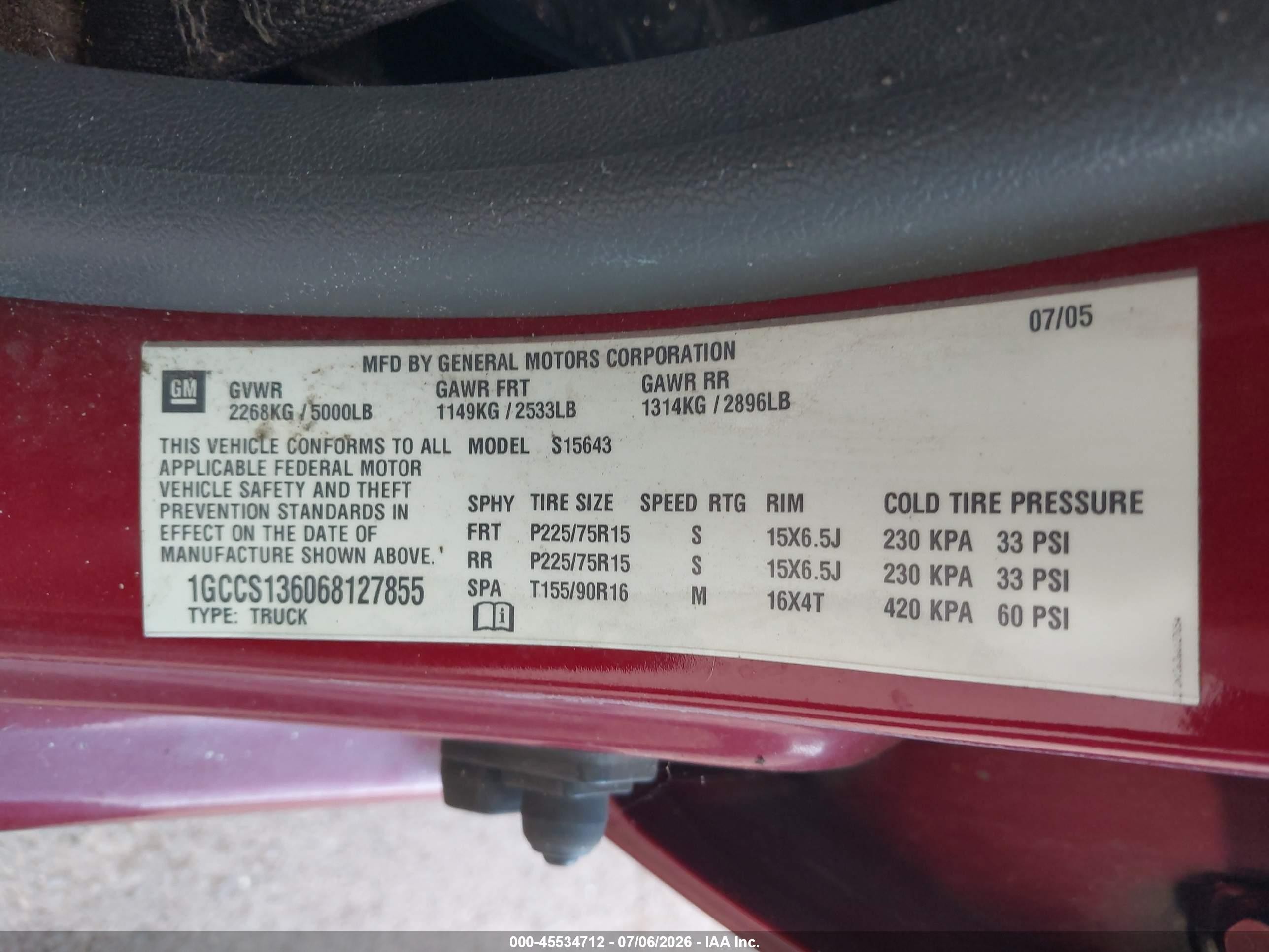 2006 Chevrolet Colorado Lt Красный vin: 1GCCS136068127855