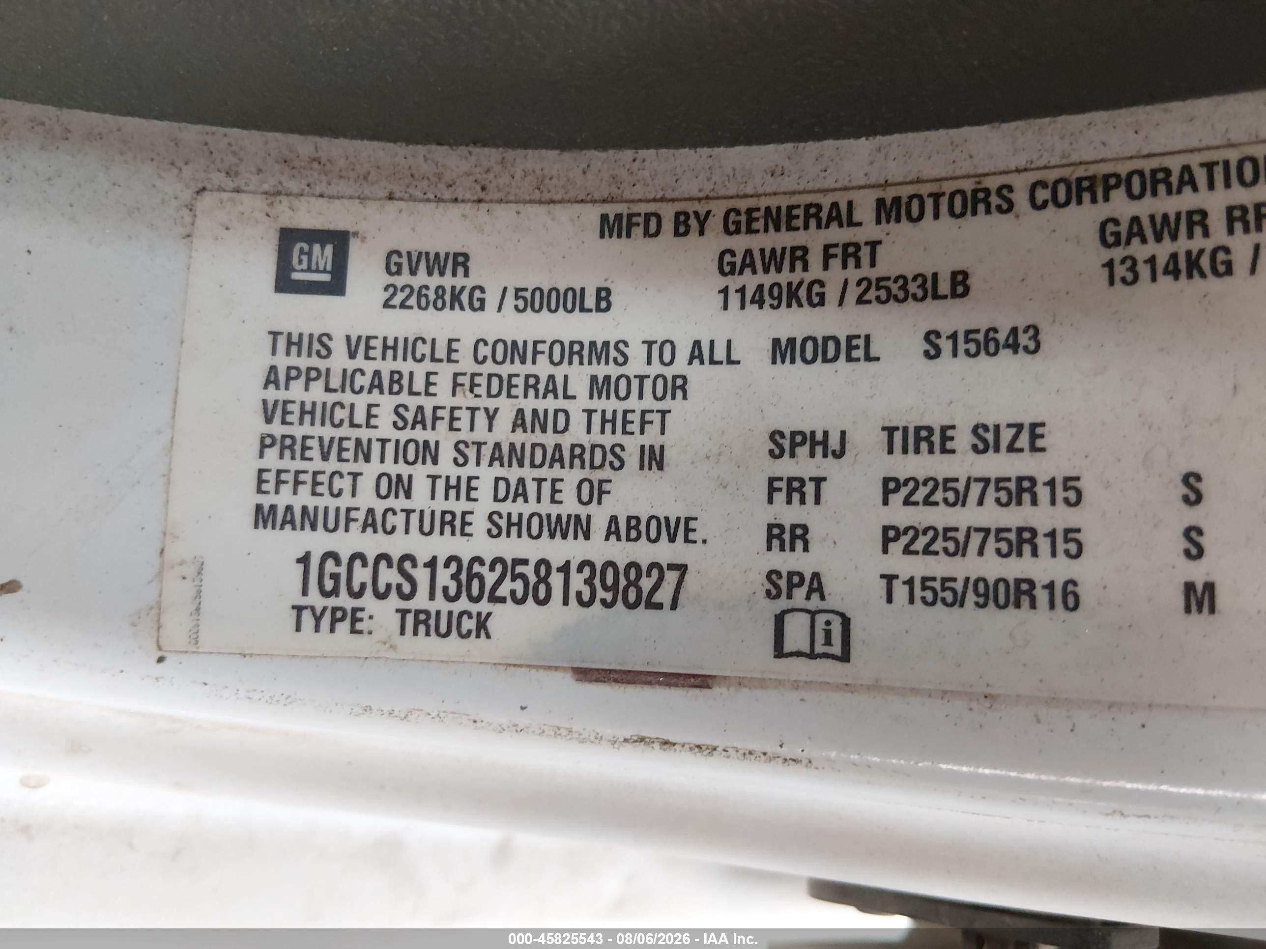 2005 Chevrolet Colorado Ls White vin: 1GCCS136258139827