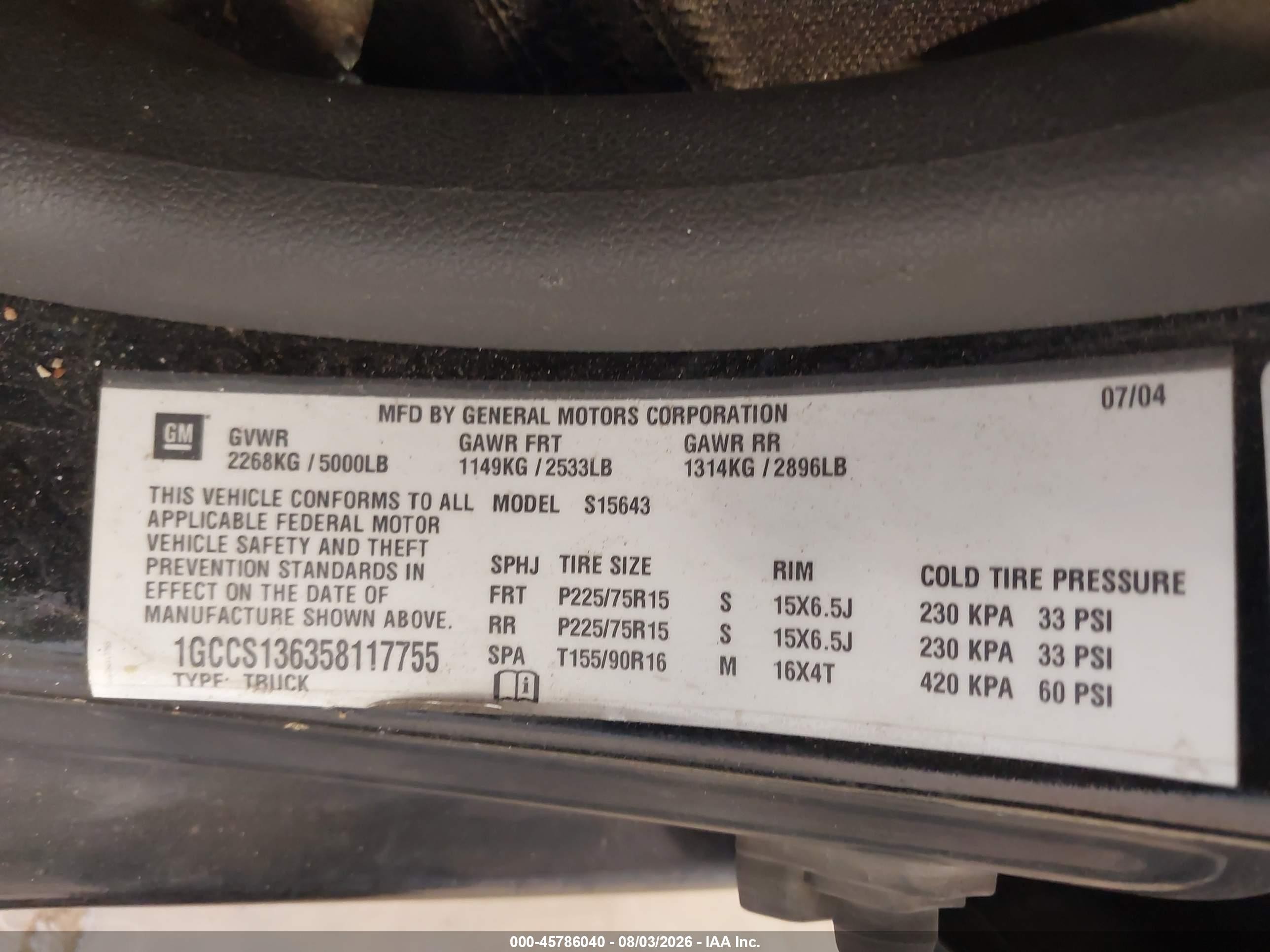 2005 Chevrolet Colorado Ls Черный vin: 1GCCS136358117755