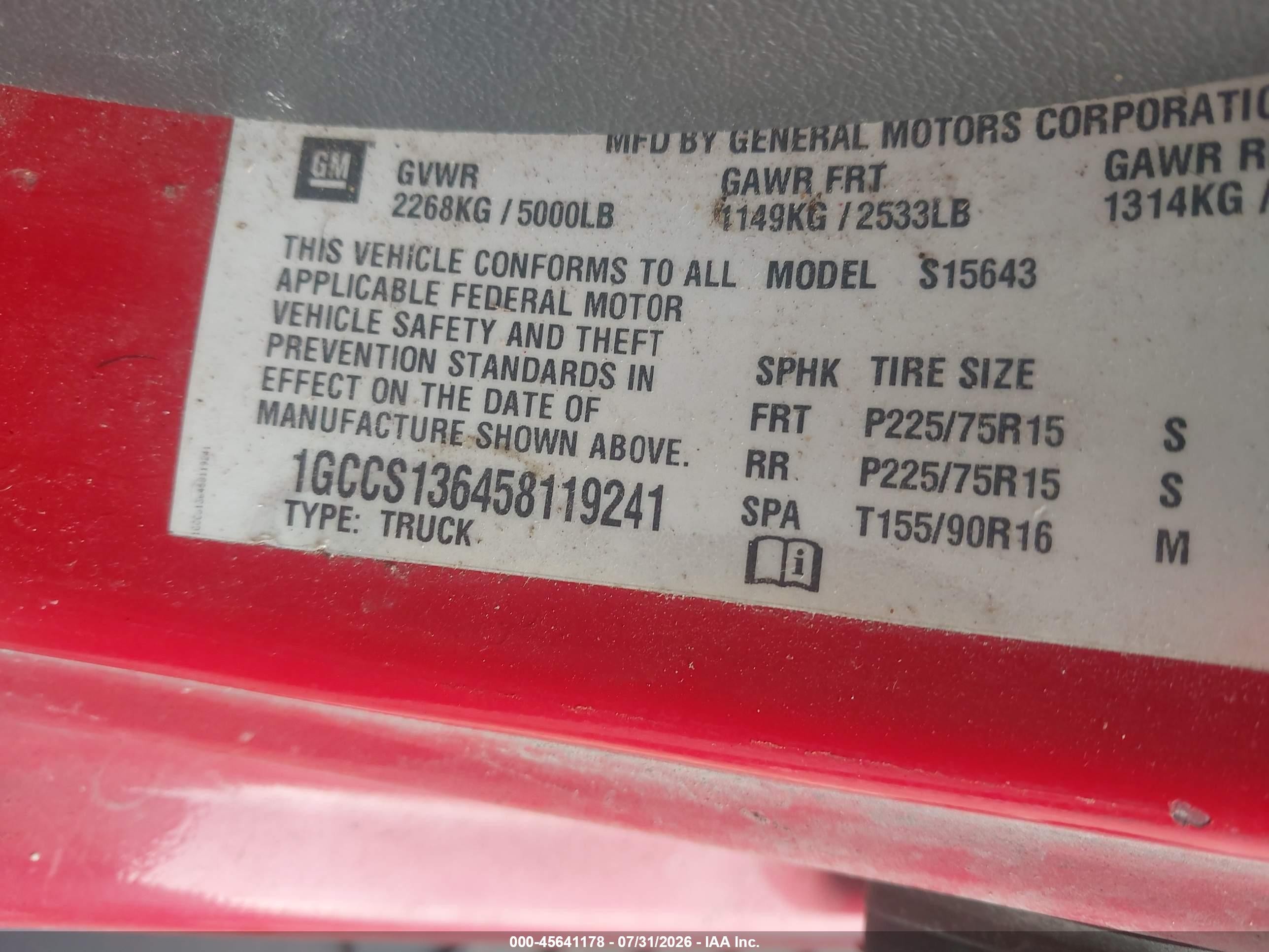 2005 Chevrolet Colorado Ls Красный vin: 1GCCS136458119241