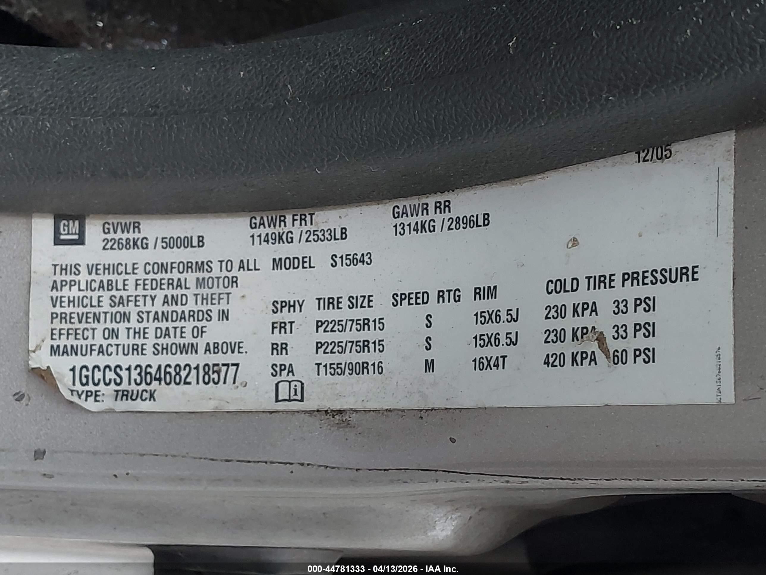 2006 Chevrolet Colorado Lt Champagne vin: 1GCCS136468218577