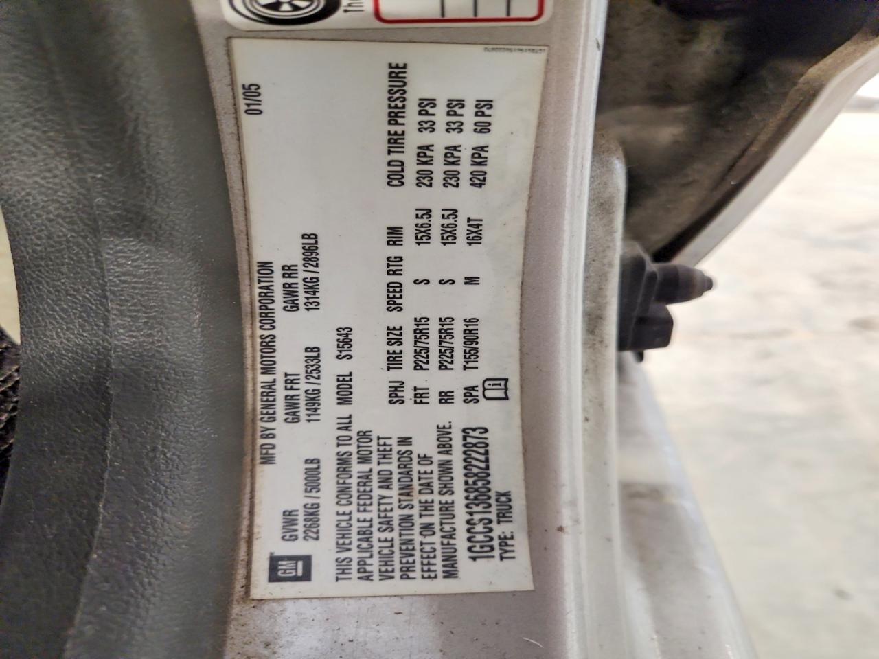 2005 Chevrolet Colorado Серебряный vin: 1GCCS136858222873