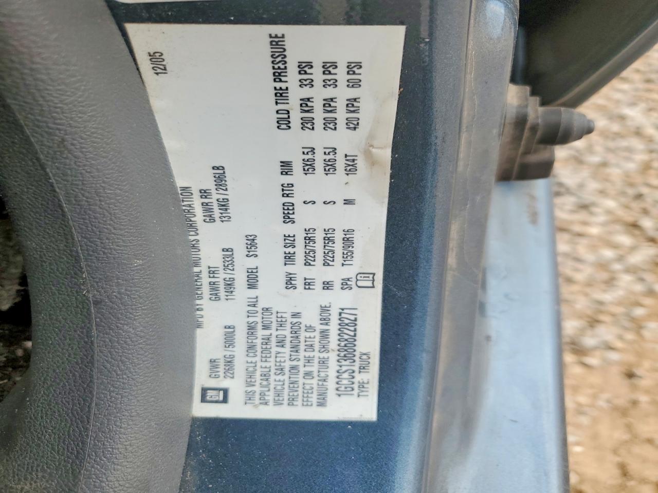 2006 Chevrolet Colorado Бирюзовый vin: 1GCCS136868228271