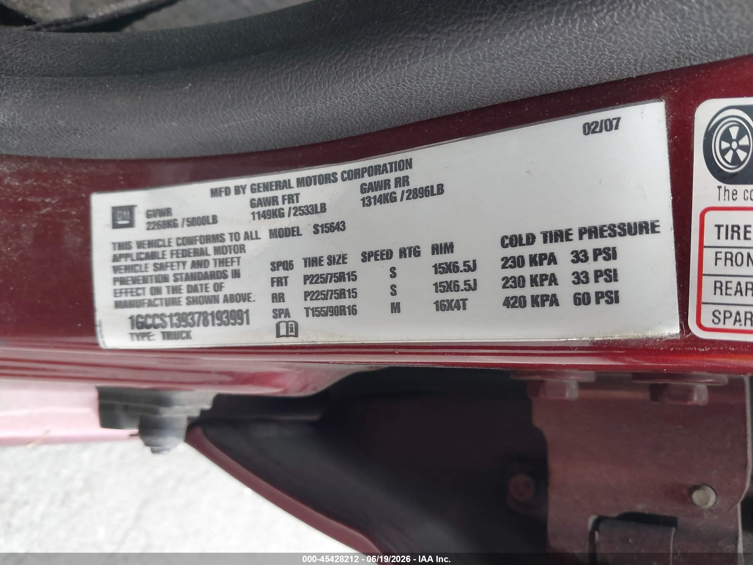 2007 Chevrolet Colorado Lt Burgundy vin: 1GCCS139378193991
