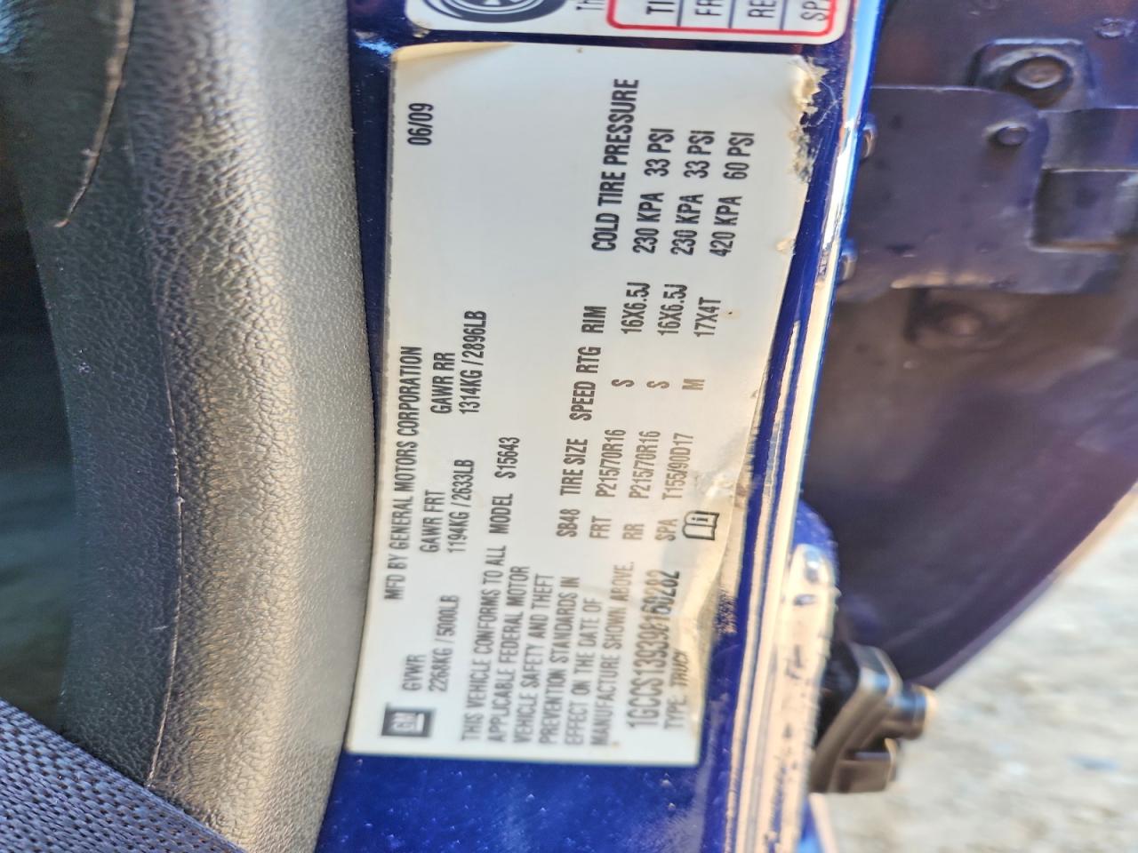 2009 Chevrolet Colorado Blue vin: 1GCCS139398160282