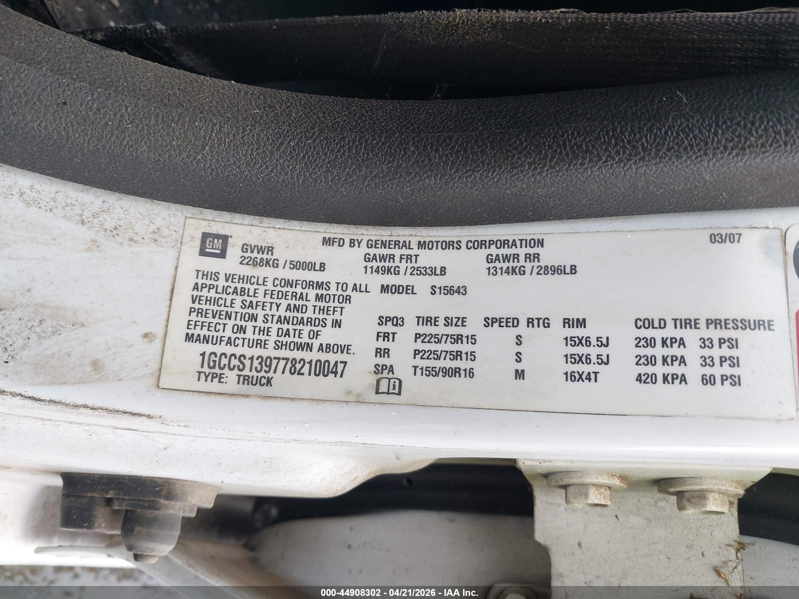 2007 Chevrolet Colorado Lt White vin: 1GCCS139778210047