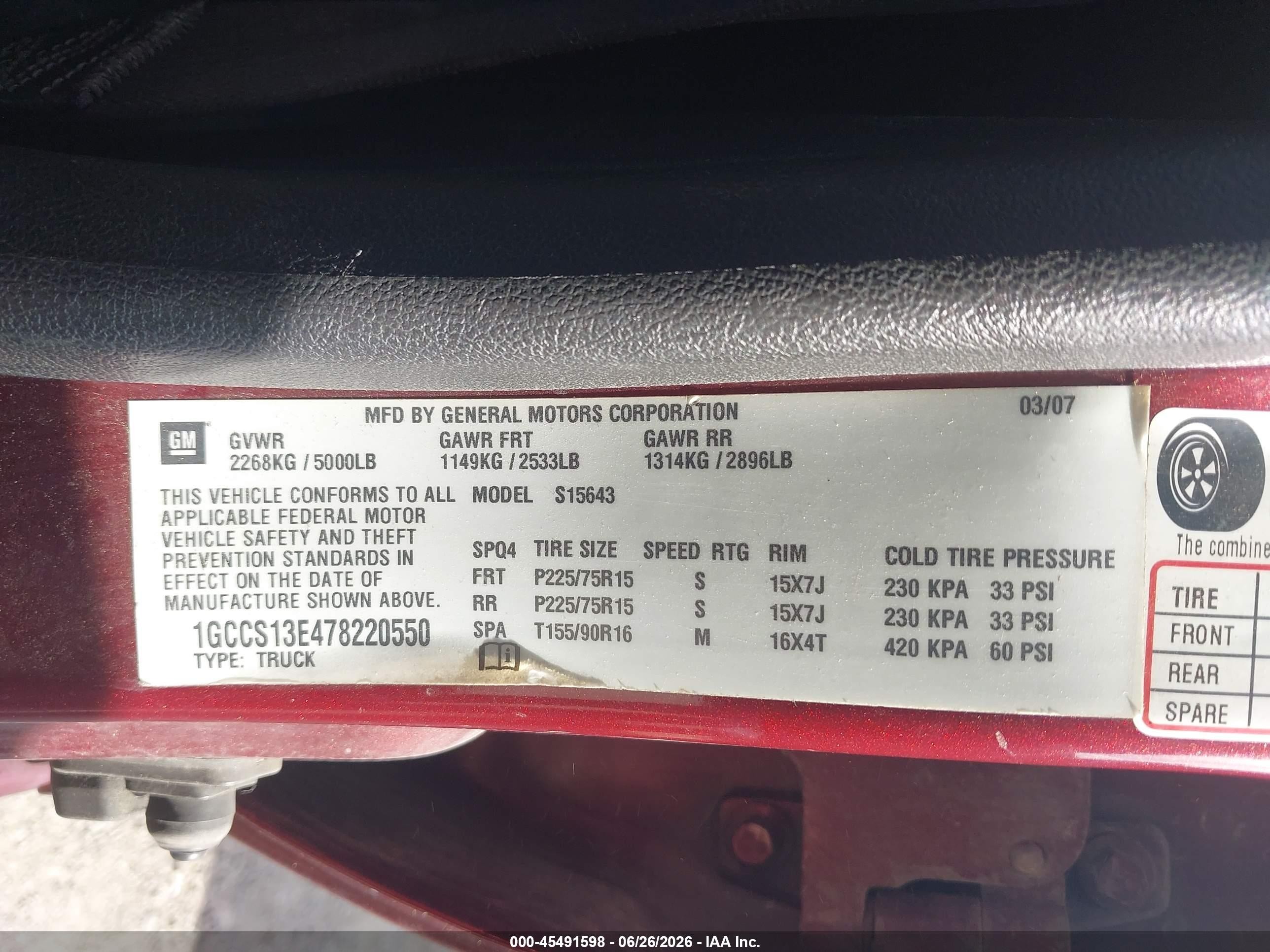 2007 Chevrolet Colorado Lt Maroon vin: 1GCCS13E478220550