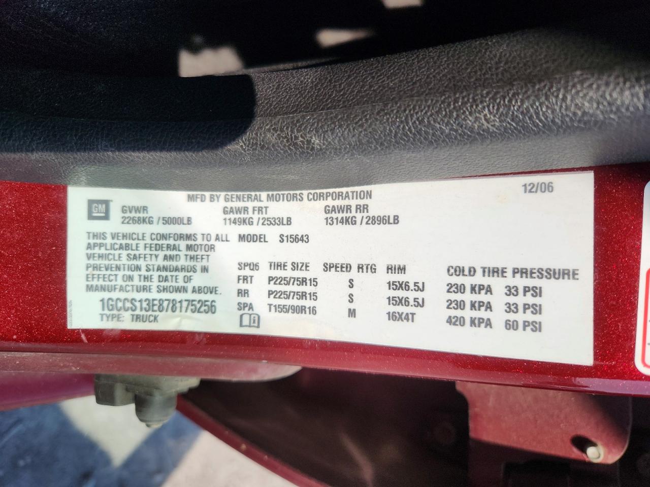 2007 Chevrolet Colorado Maroon vin: 1GCCS13E878175256