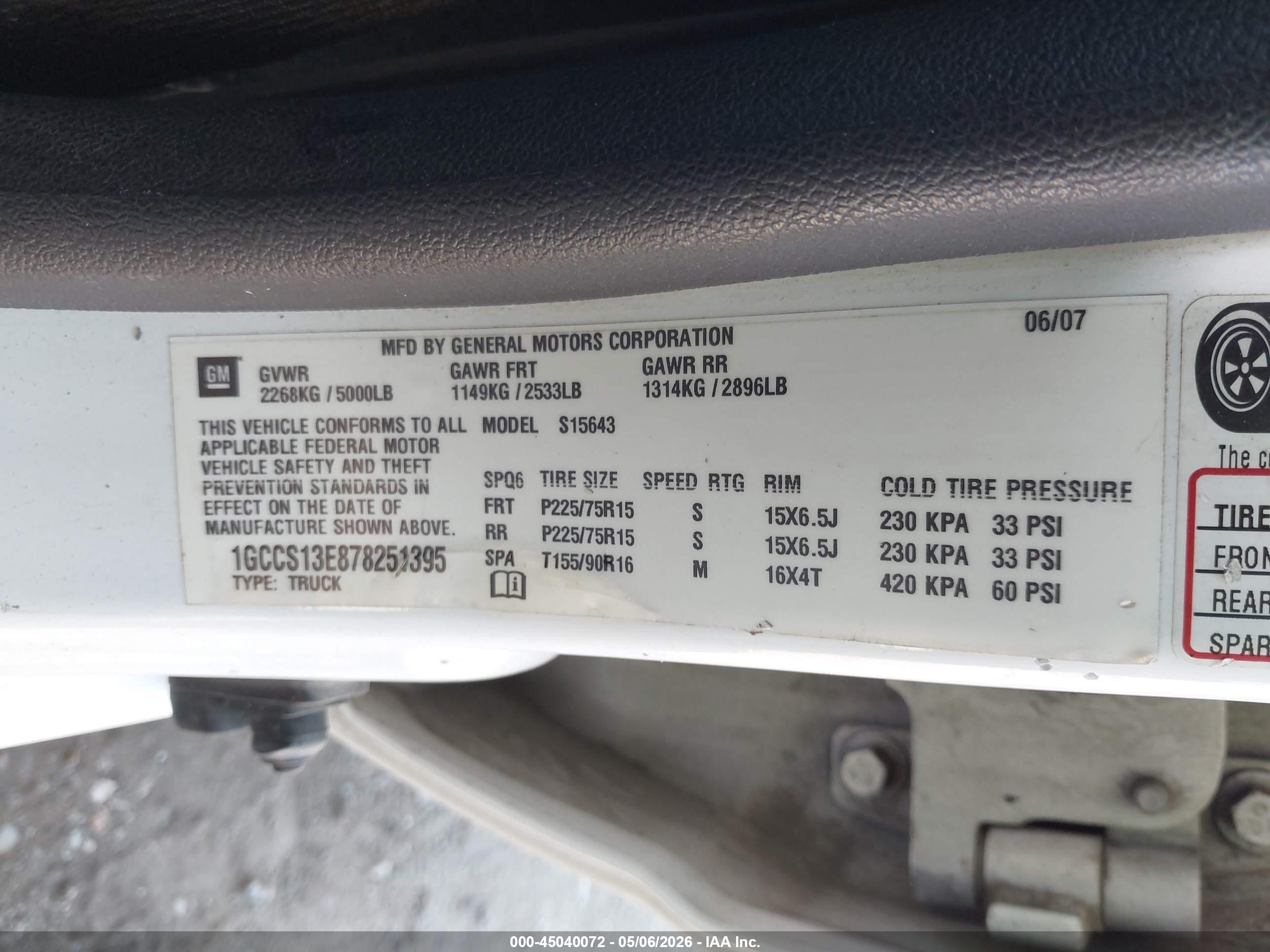 2007 Chevrolet Colorado Lt White vin: 1GCCS13E878251395