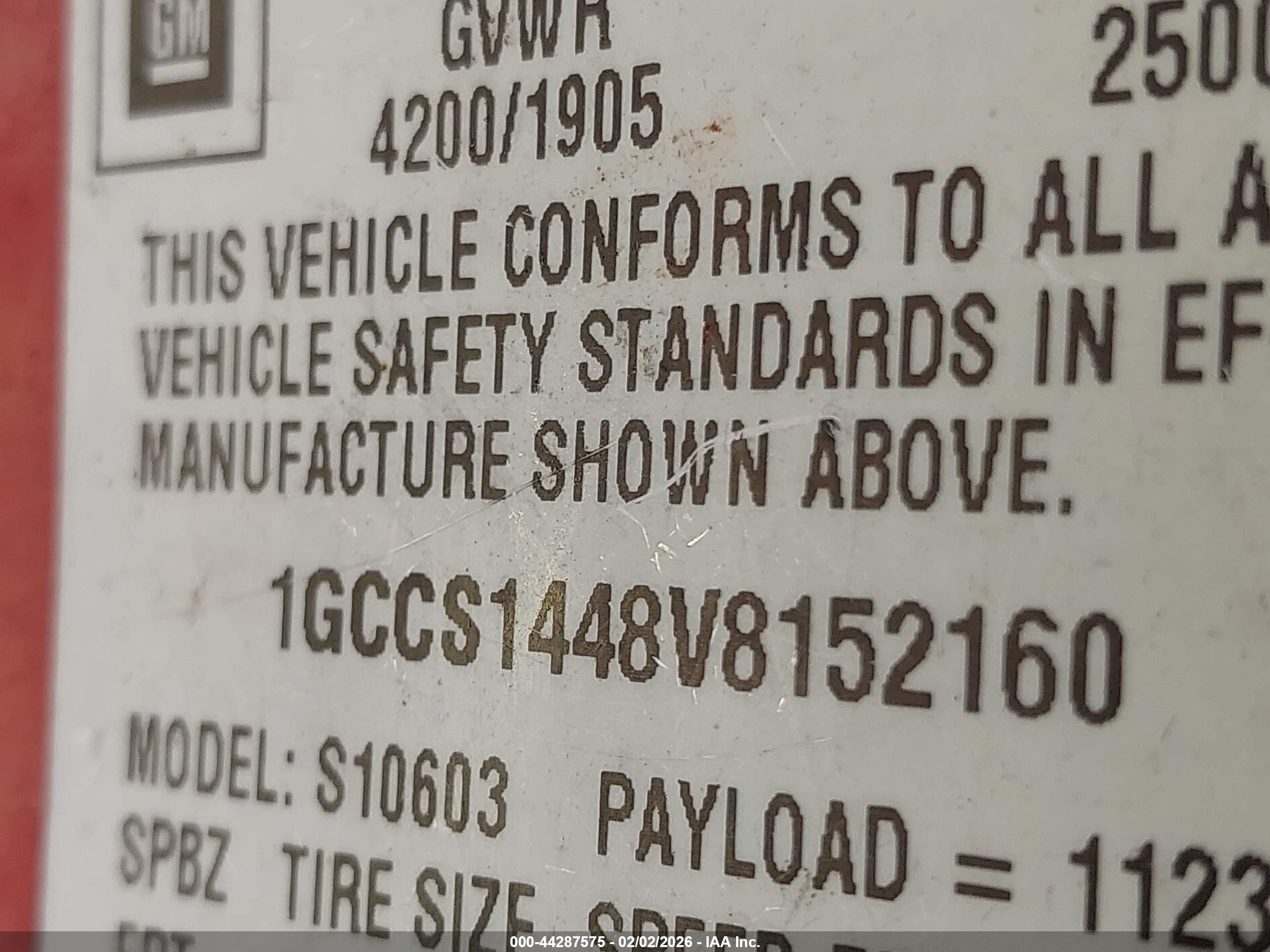 1997 Chevrolet S-10 Fleetside Red vin: 1GCCS1448V8152160