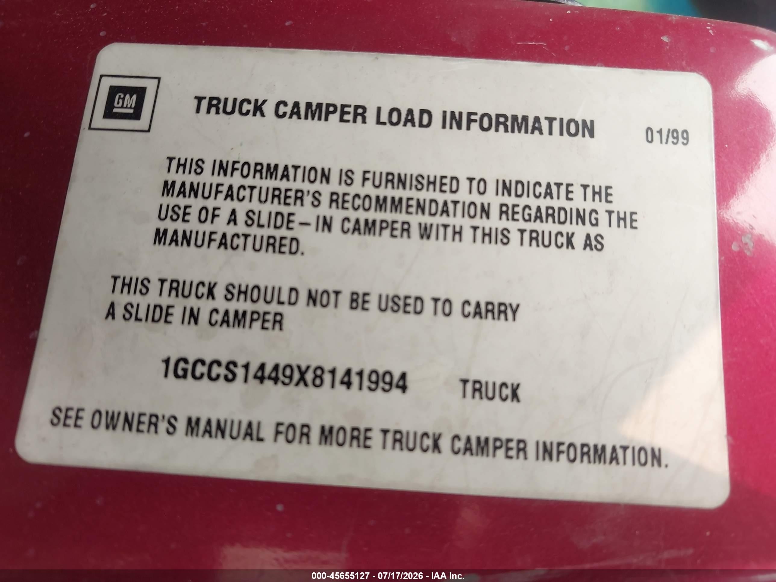 1999 Chevrolet S-10 Ls Red vin: 1GCCS1449X8141994