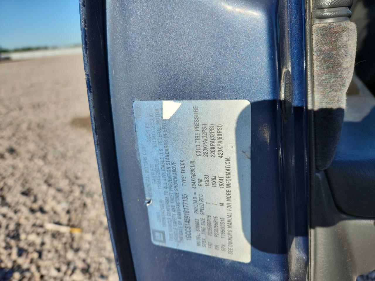 2001 Chevrolet S Truck S10 Blue vin: 1GCCS145918177135