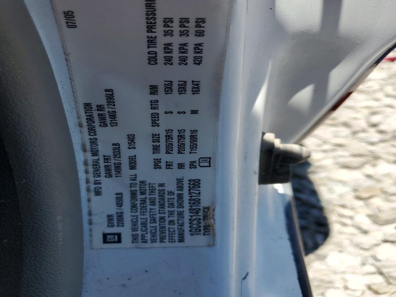 2006 Chevrolet Colorado White vin: 1GCCS148168127668