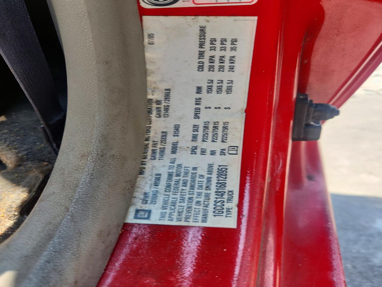 2006 Chevrolet Colorado Red vin: 1GCCS148168128951