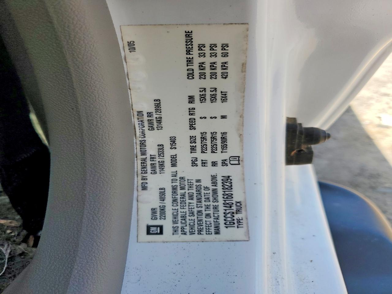 2006 Chevrolet Colorado White vin: 1GCCS148168182394