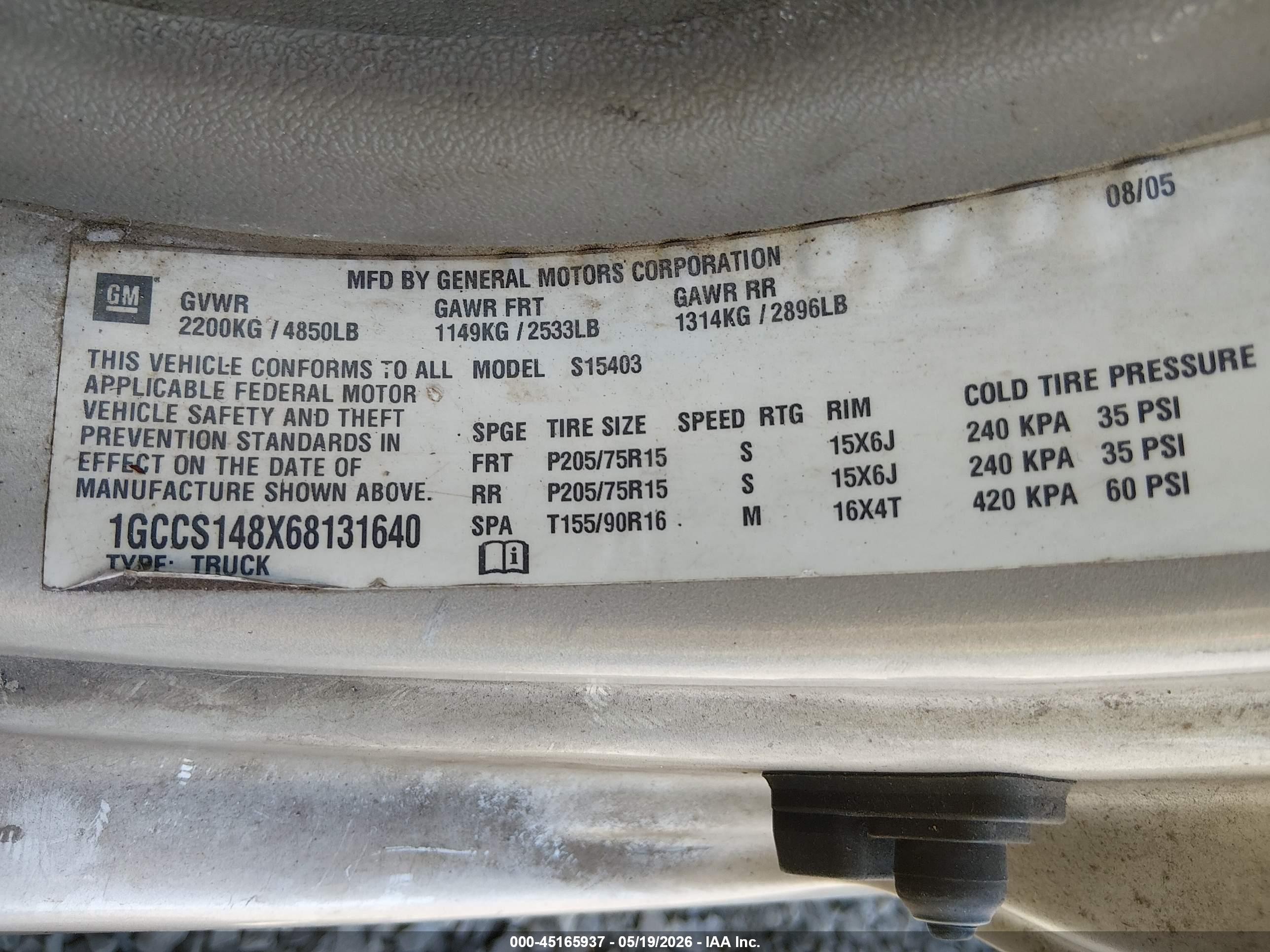 2006 Chevrolet Colorado Ls Gold vin: 1GCCS148X68131640