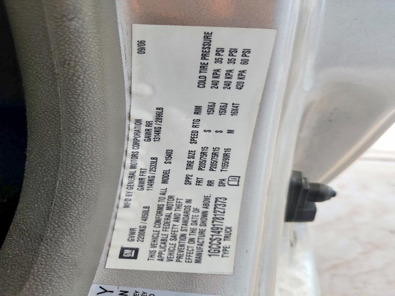 2007 Chevrolet Colorado Silver vin: 1GCCS149178127373