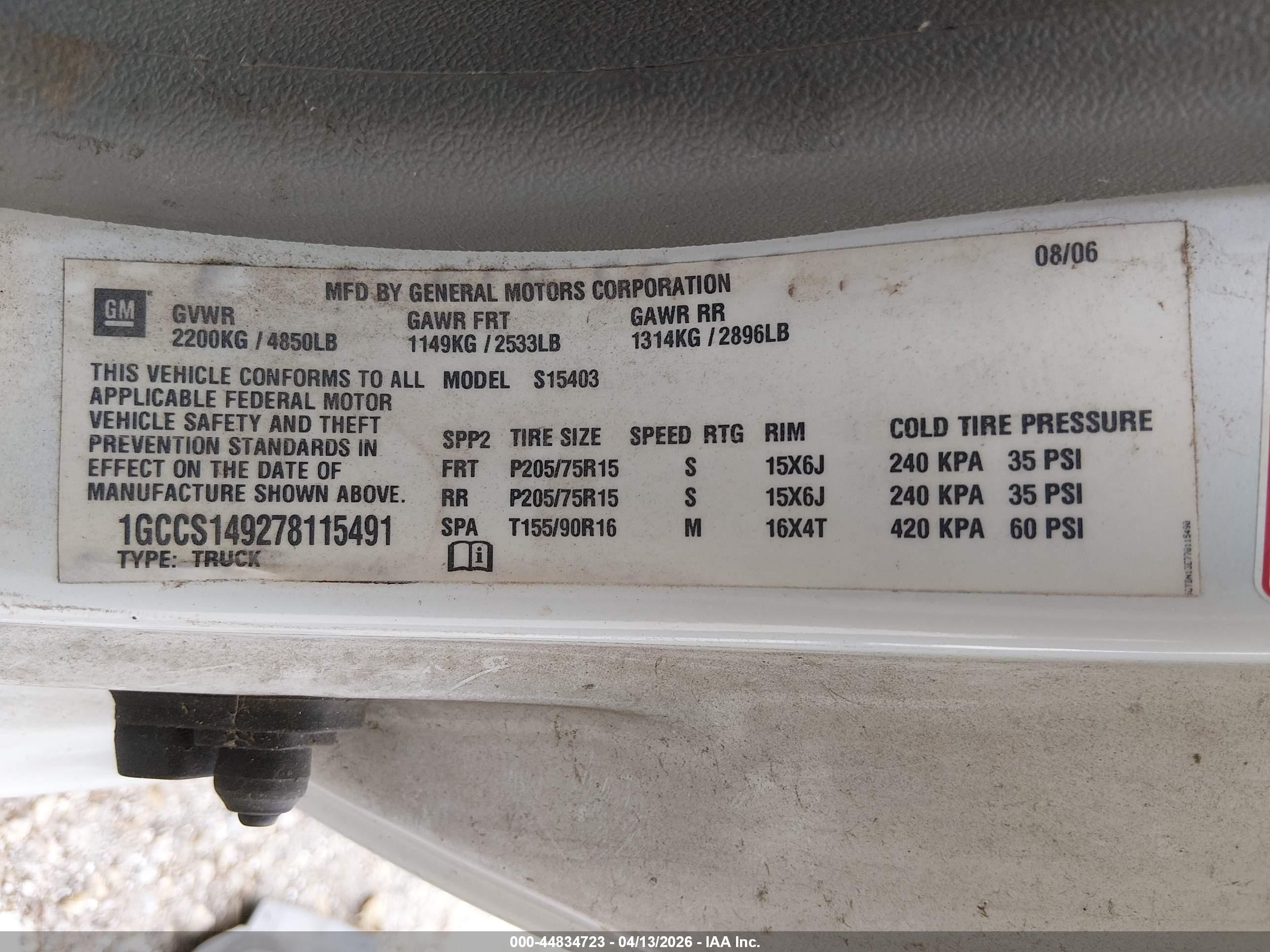 2007 Chevrolet Colorado Ls White vin: 1GCCS149278115491