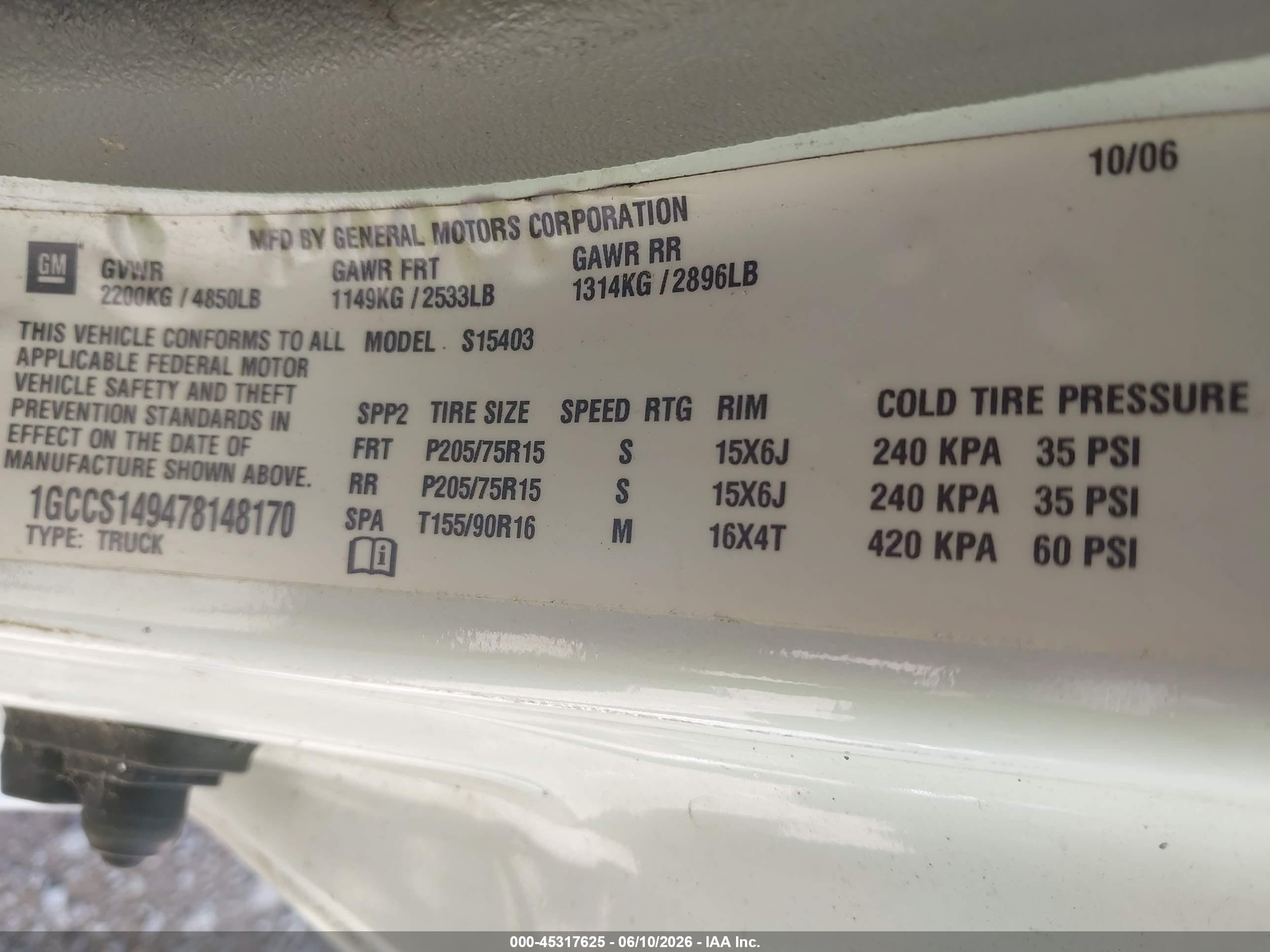 2007 Chevrolet Colorado Work Truck White vin: 1GCCS149478148170