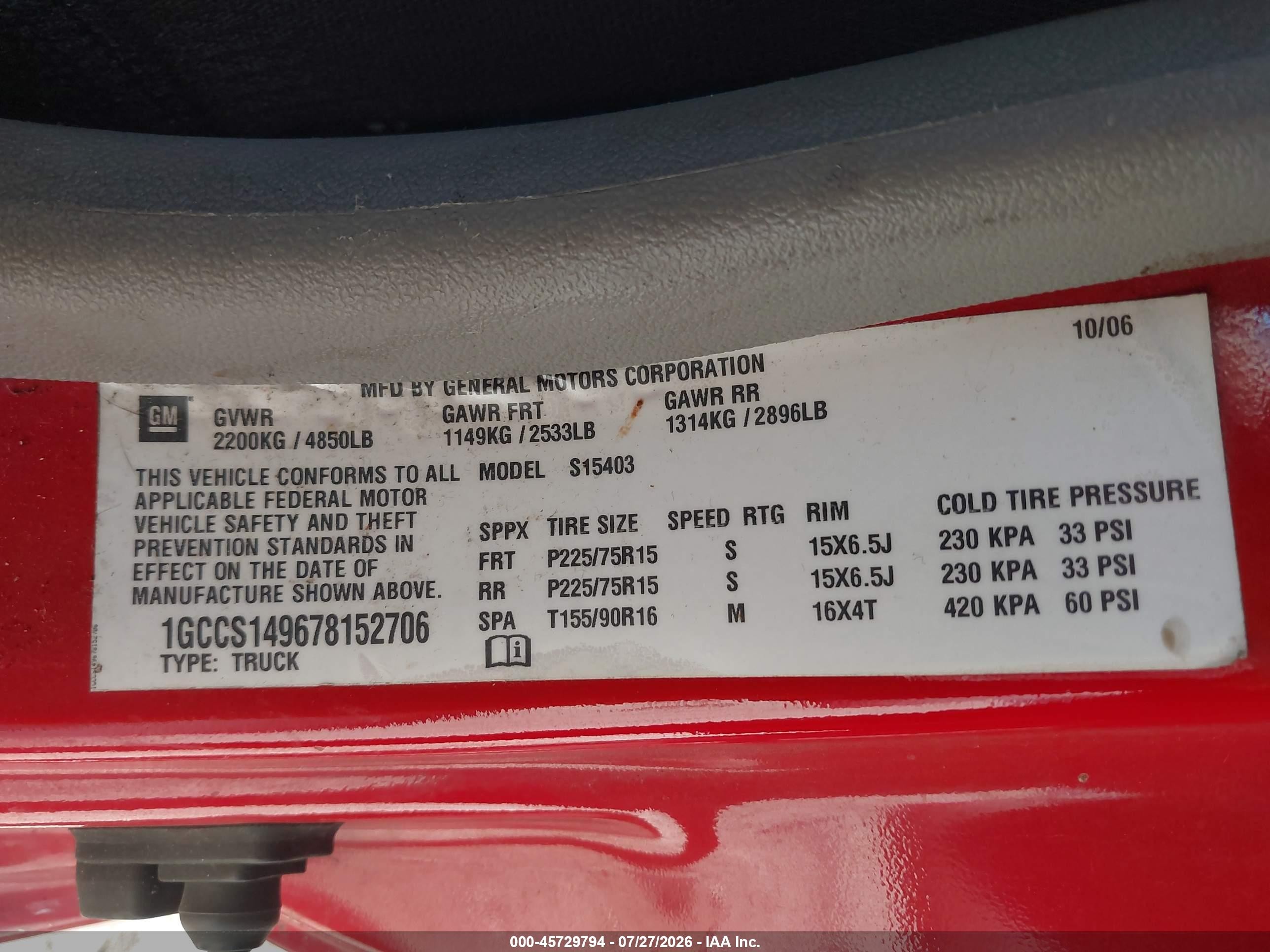 2007 Chevrolet Colorado Ls Red vin: 1GCCS149678152706