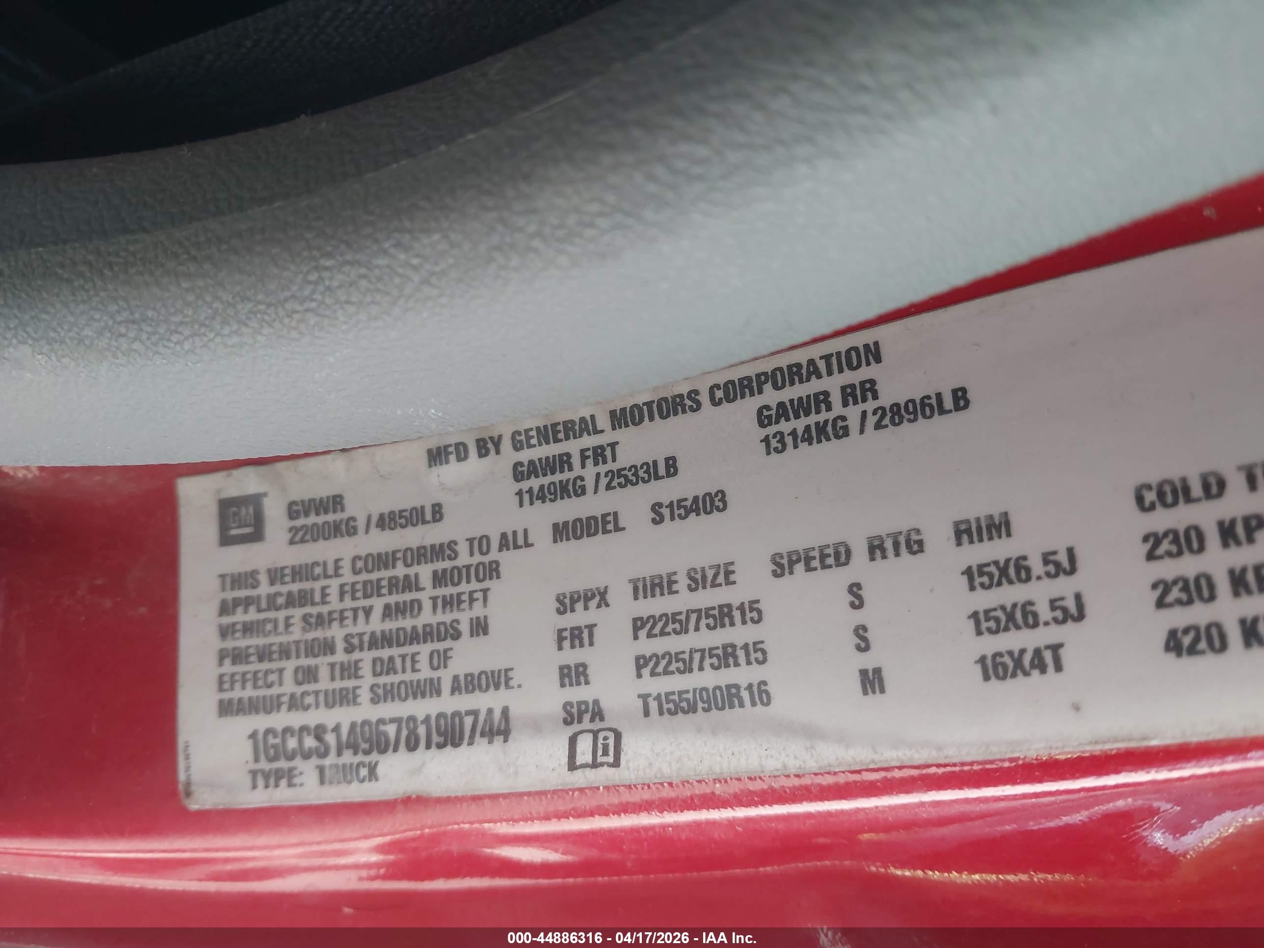 2007 Chevrolet Colorado Ls Red vin: 1GCCS149678190744