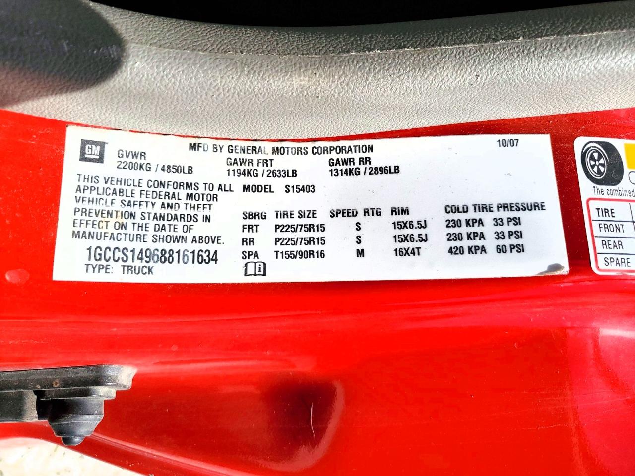 2008 Chevrolet Colorado Red vin: 1GCCS149688161634