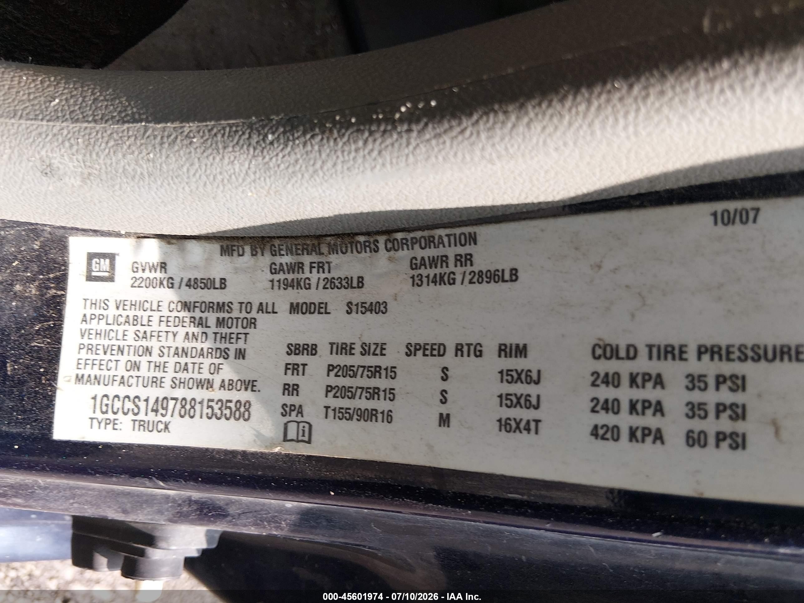 2008 Chevrolet Colorado Work Truck Blue vin: 1GCCS149788153588