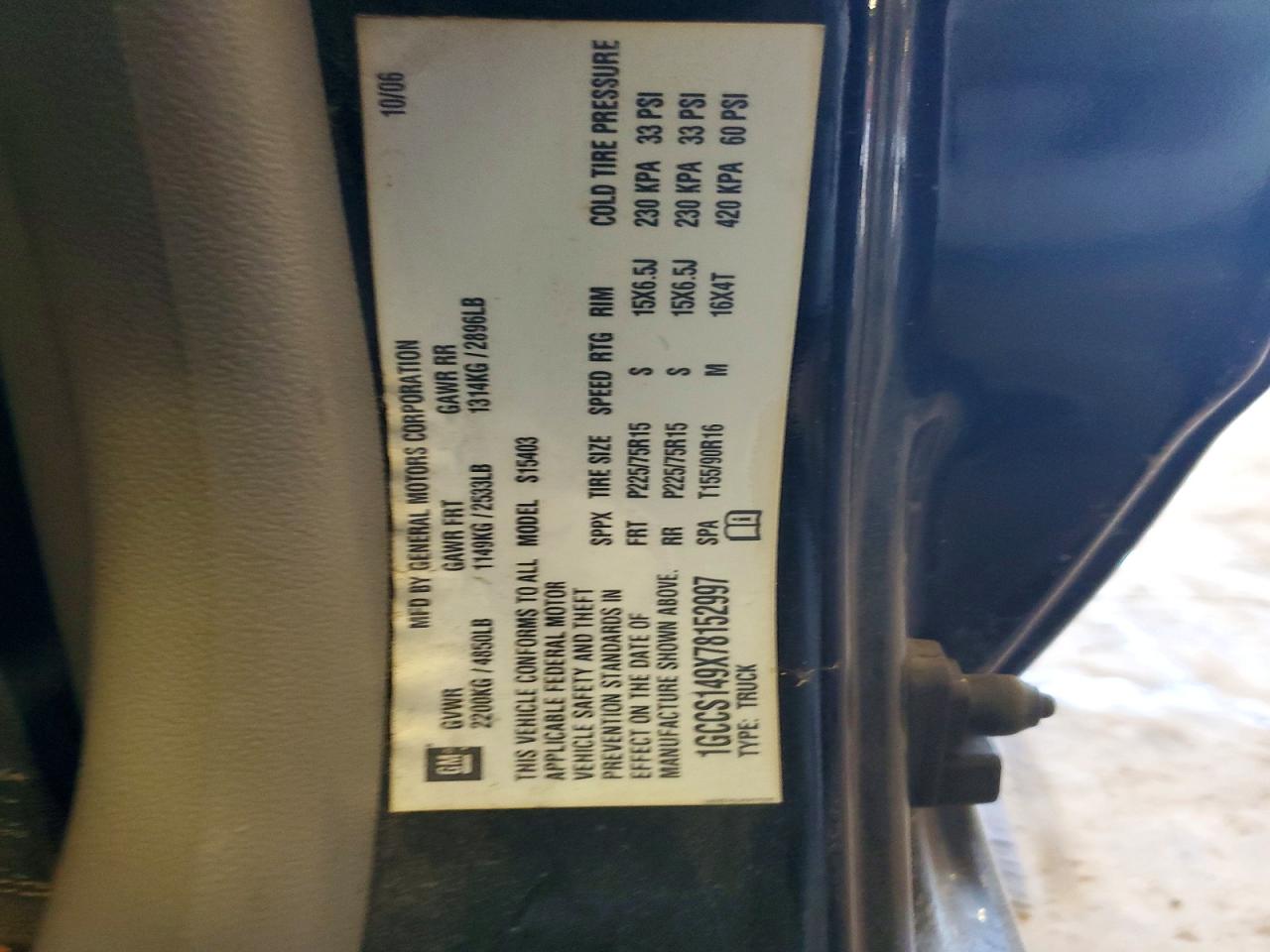 2007 Chevrolet Colorado Black vin: 1GCCS149X78152997