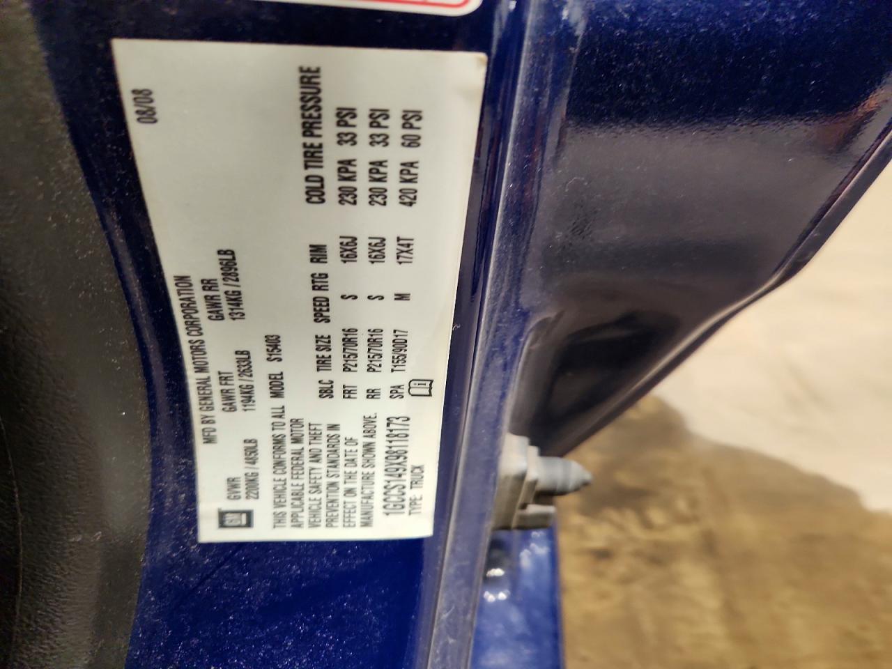 2009 Chevrolet Colorado Blue vin: 1GCCS149X98118173