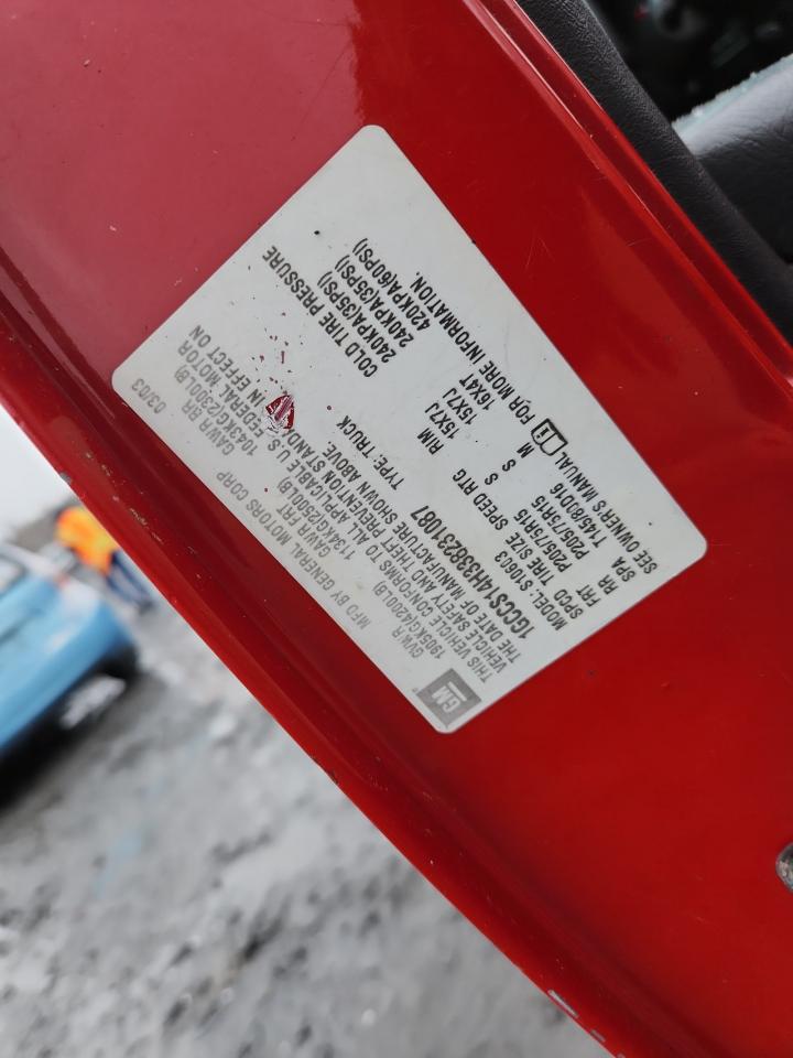 2003 Chevrolet S Truck S10 Red vin: 1GCCS14H338231087