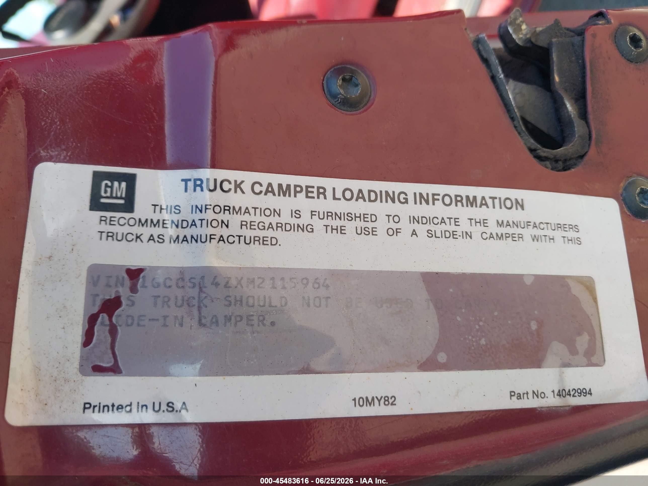 1991 Chevrolet S Truck S10 Red vin: 1GCCS14ZXM2115964