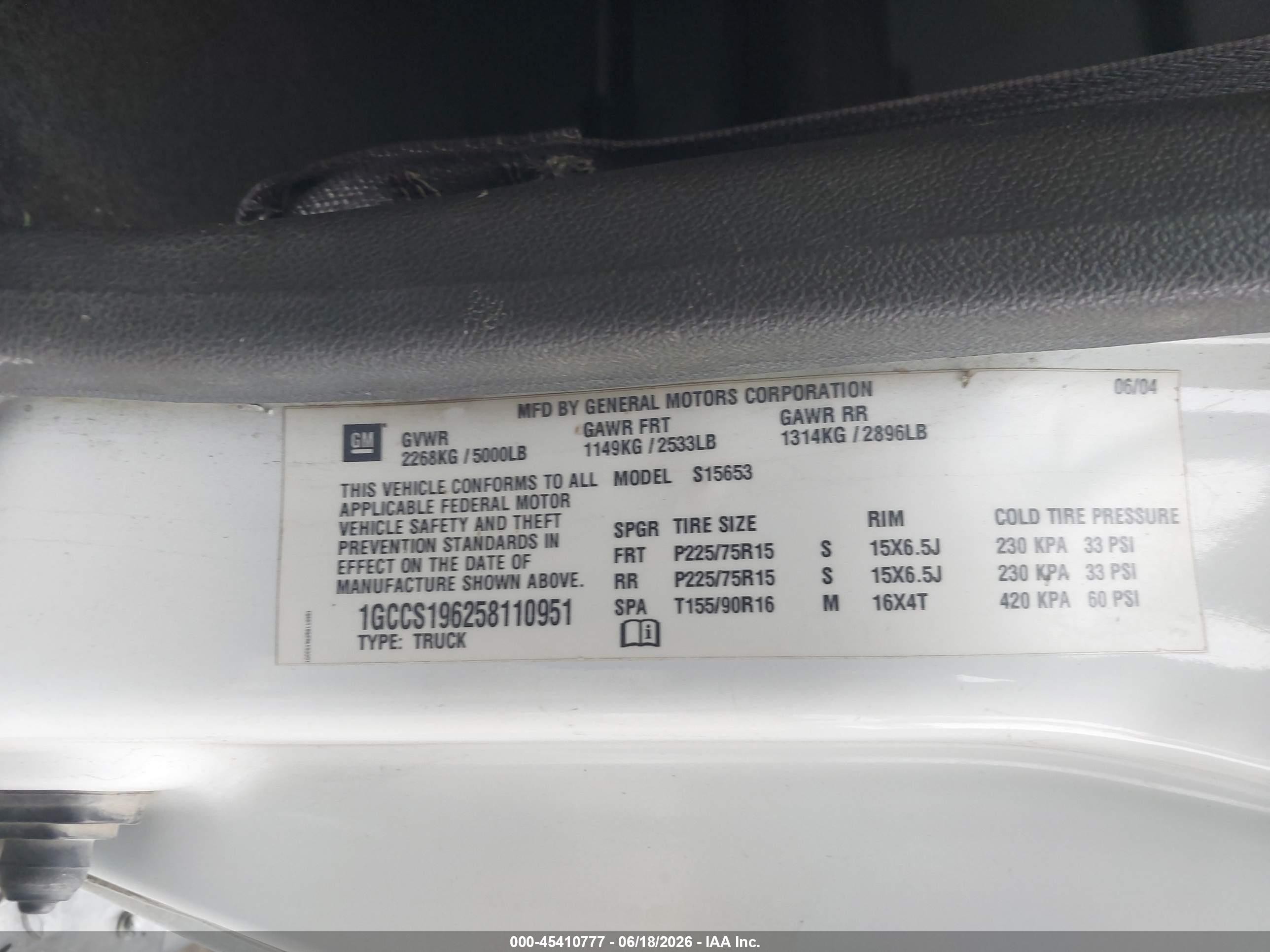 2005 Chevrolet Colorado Ls Белый vin: 1GCCS196258110951