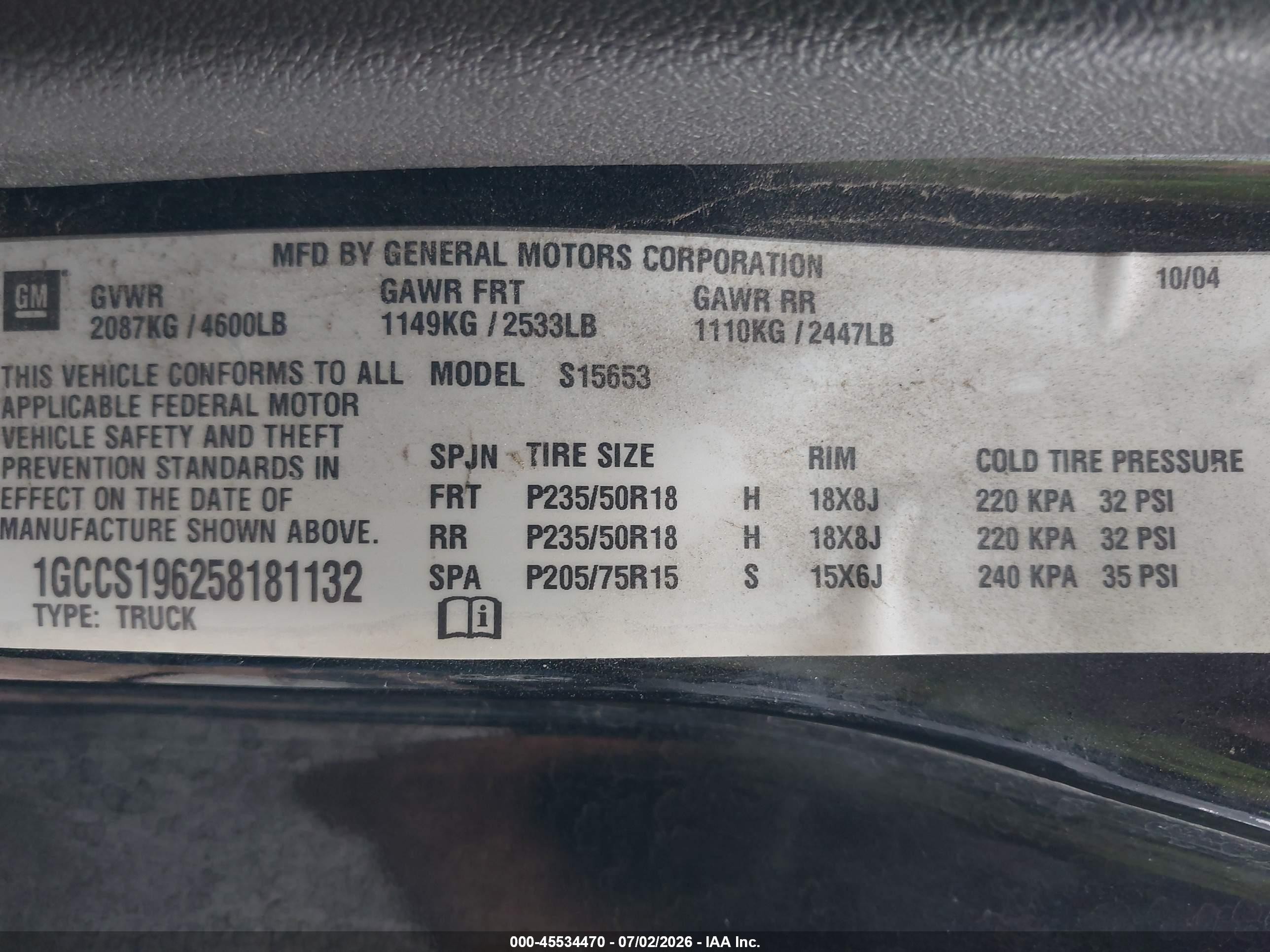 2005 Chevrolet Colorado Ls Black vin: 1GCCS196258181132