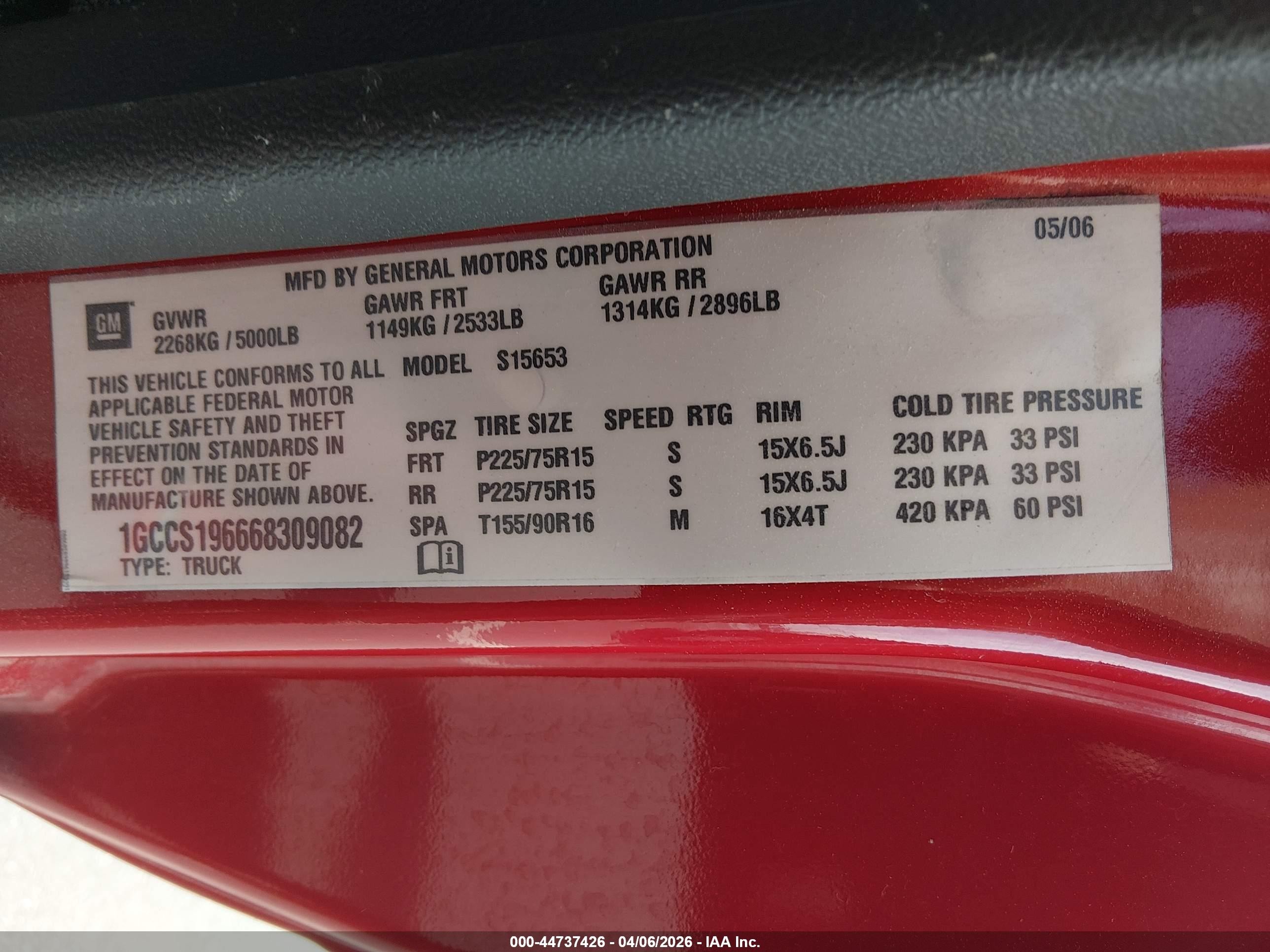 2006 Chevrolet Colorado Lt Red vin: 1GCCS196668309082