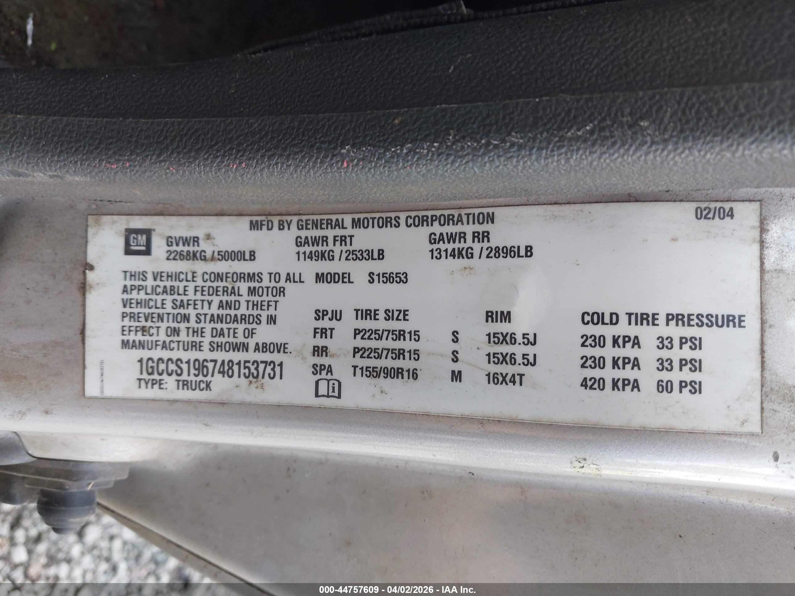2004 Chevrolet Colorado Ls Gold vin: 1GCCS196748153731